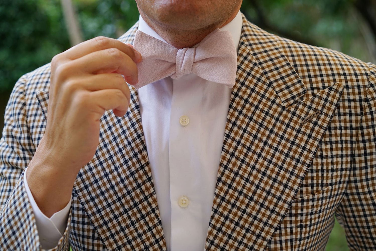 Maldivian Blush Pink Linen Self Bow Tie