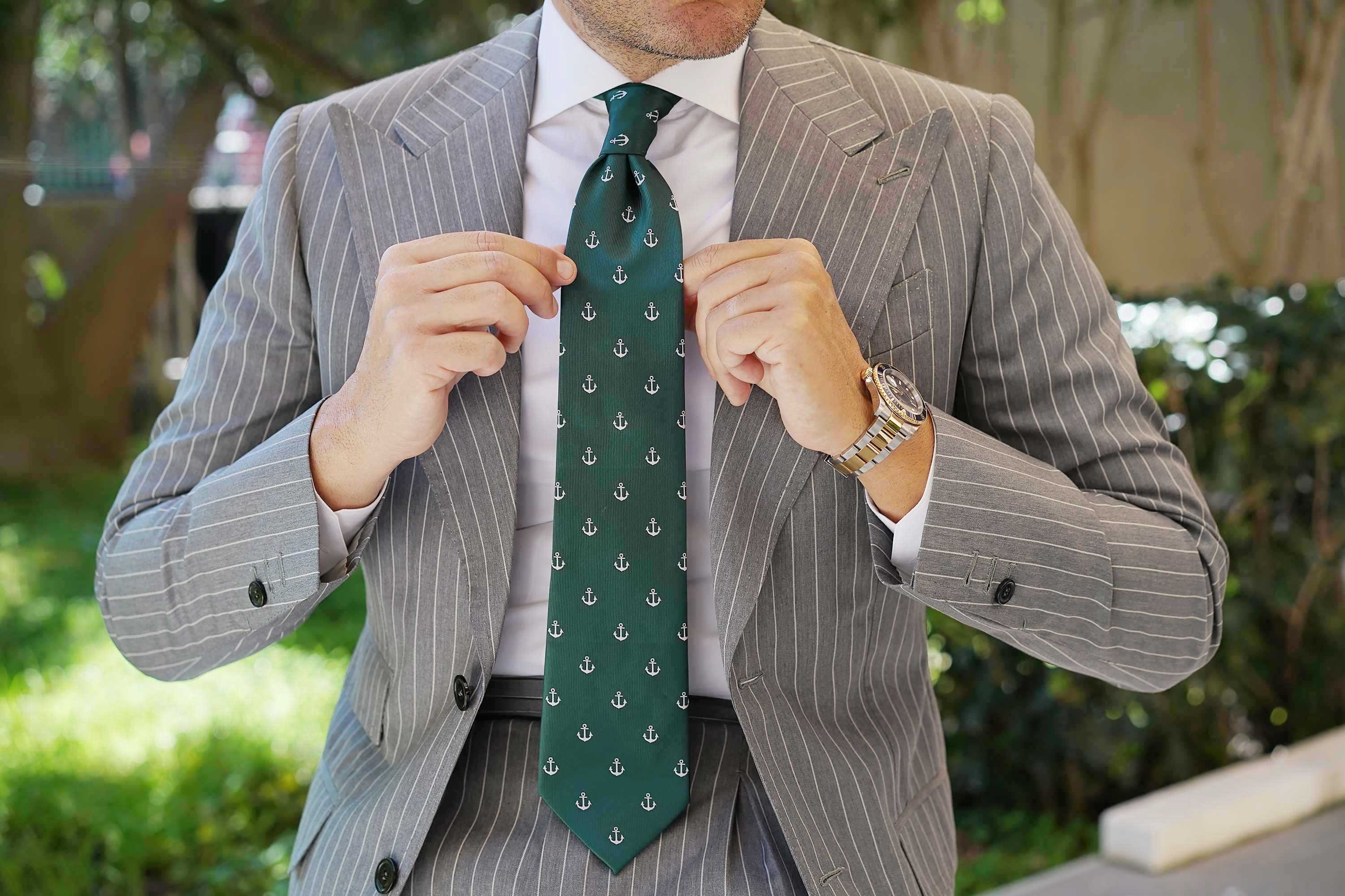 Dark Green Anchor Necktie