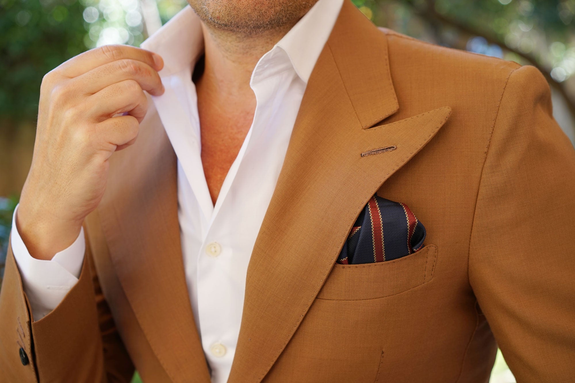 Cambridge Navy Blue with Royal Red Stripes Pocket Square