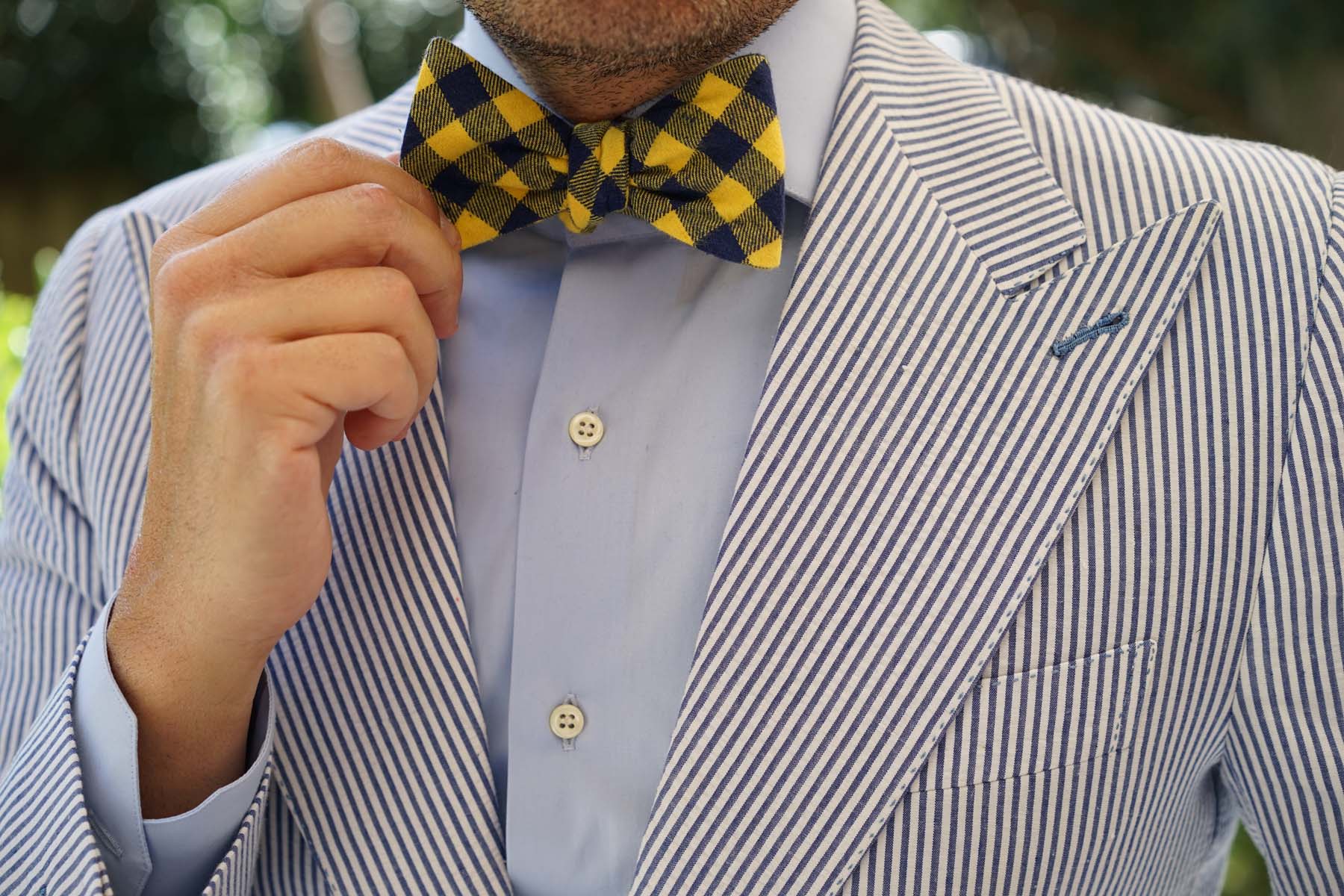 Bert Yellow Gingham Self Bow Tie