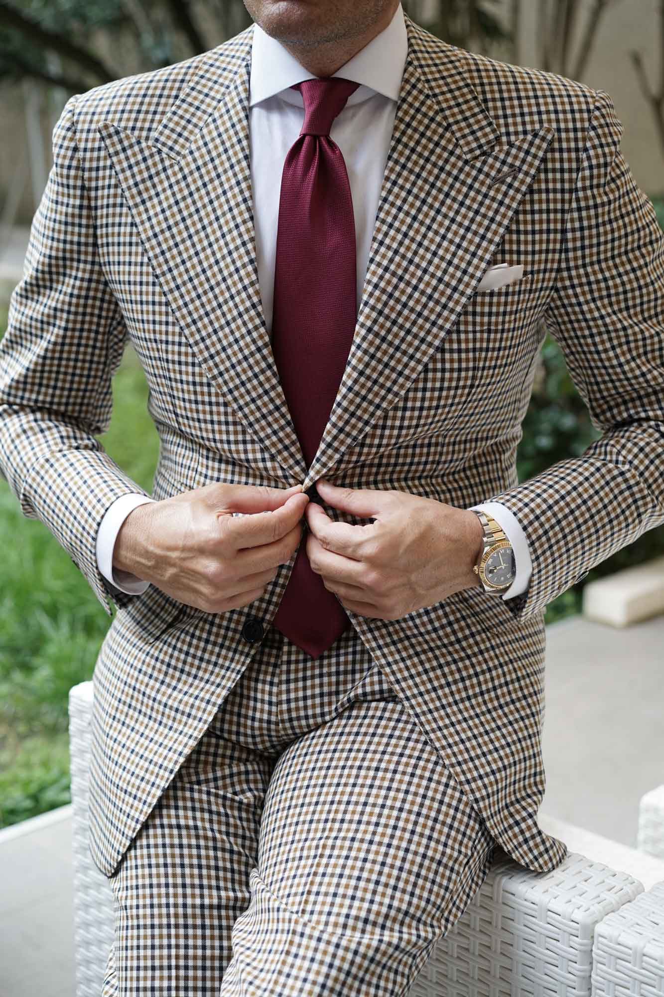 Burgundy Basket Weave Necktie