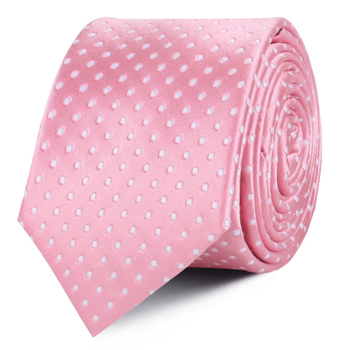 Rose Pink Mini Polka Dots Skinny Tie