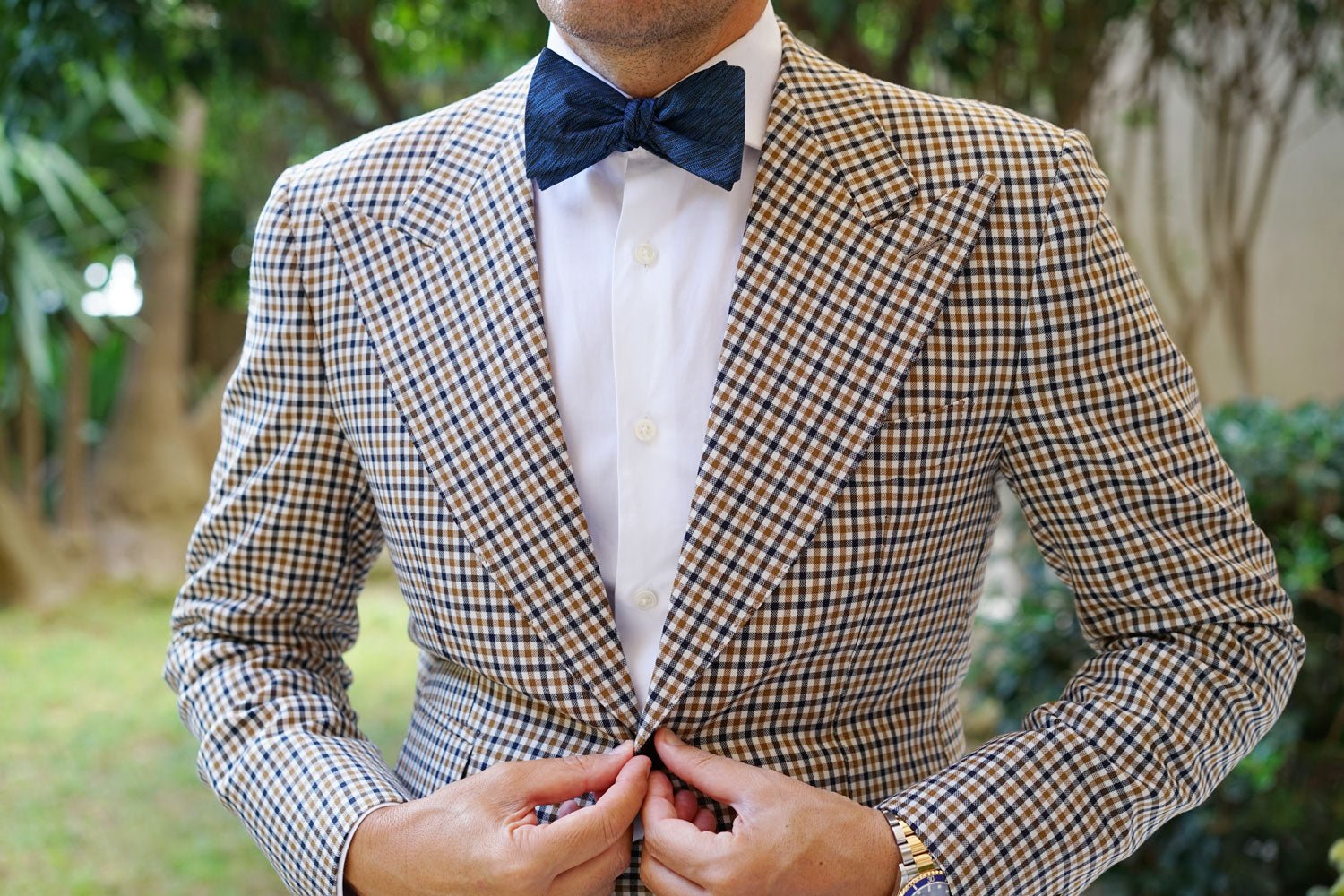 Midnight Blue-Black Chambray Self Bow Tie