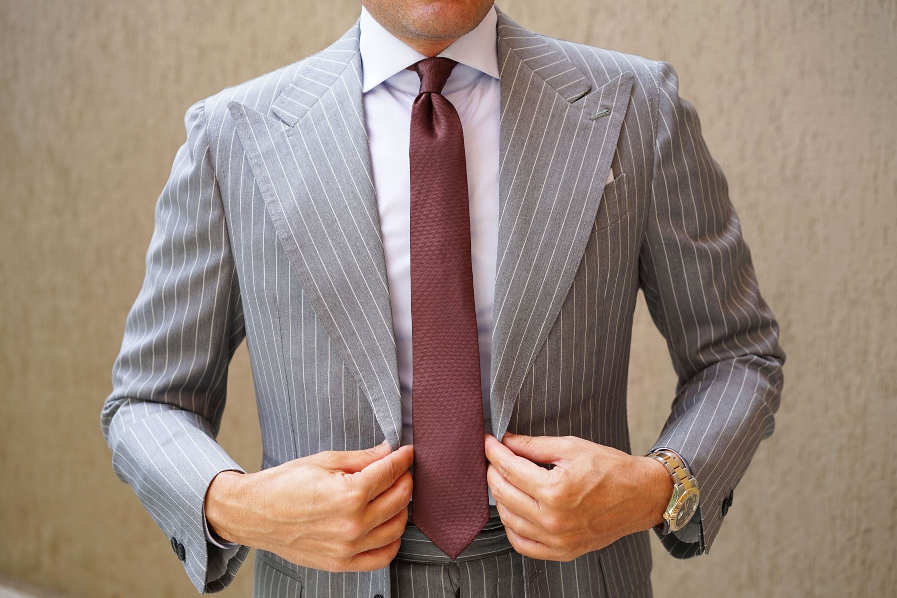 Russet Brown Herringbone Skinny Tie