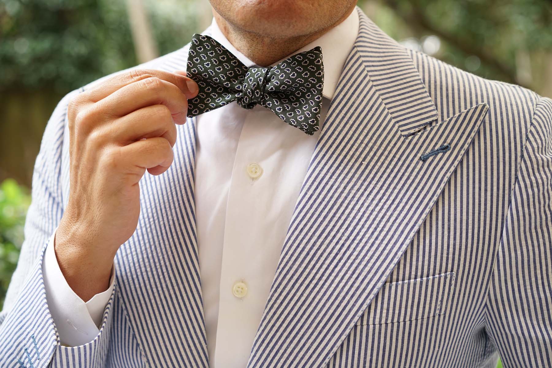 Forest Green Paisley Self Bow Tie