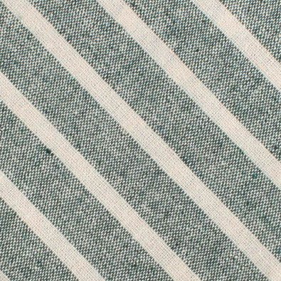 Konya Chalk Stripe Green Linen Diamond Self Bow Tie