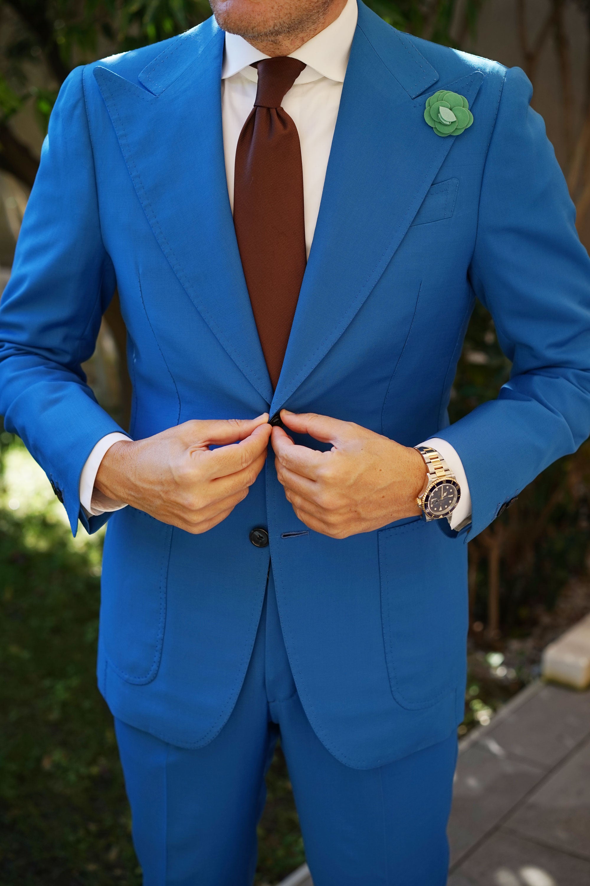 Mint Green Velvet Lapel Flower