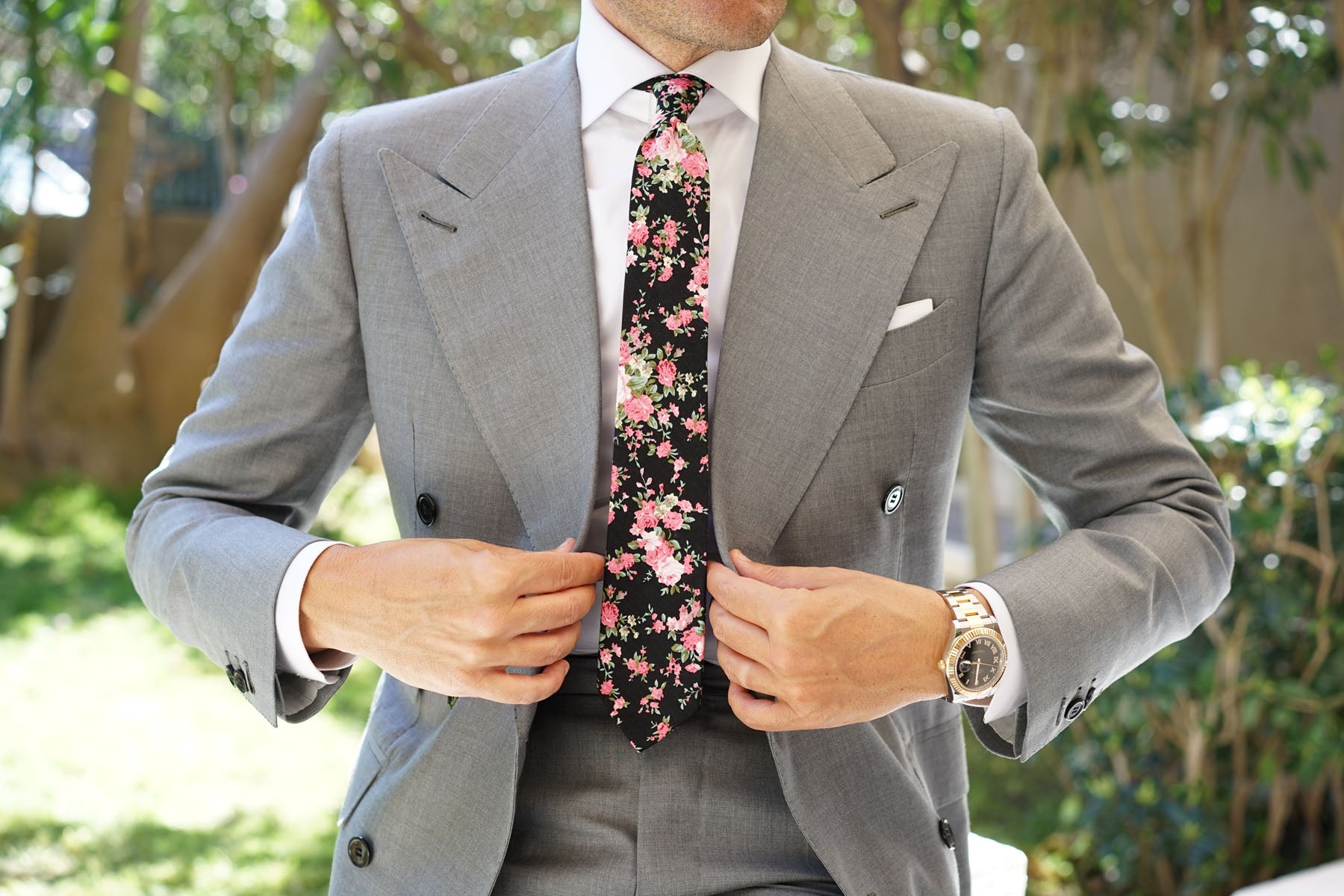 Carnation Floral Pink Skinny Tie