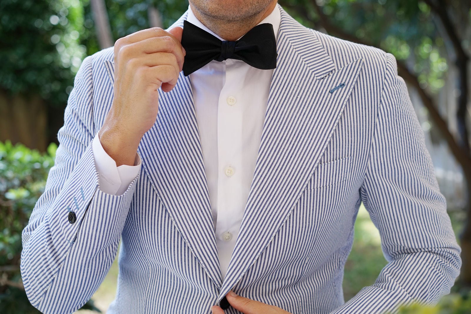 Black Basket Weave Self Bow Tie