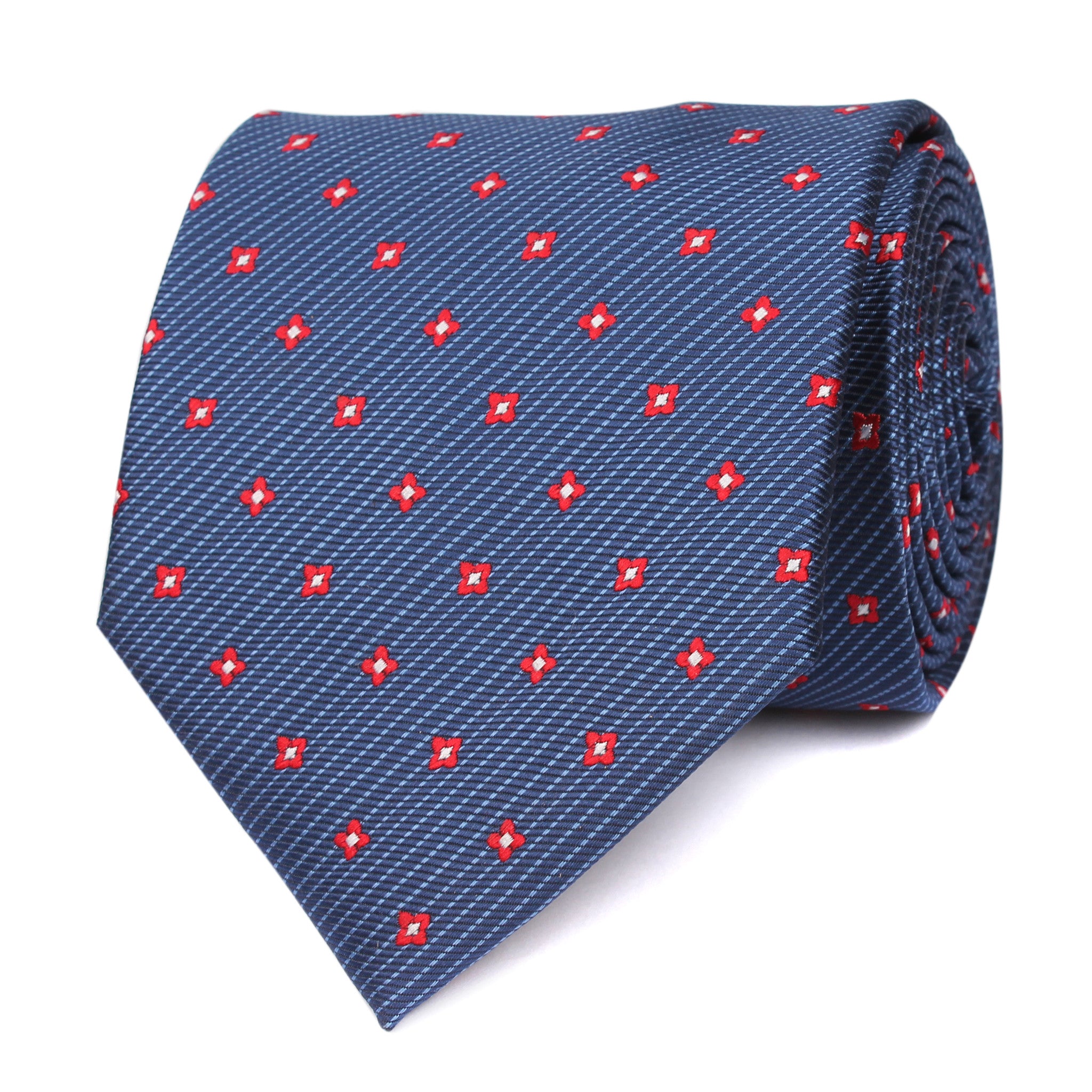 Navy Blue Tie with Red Pattern