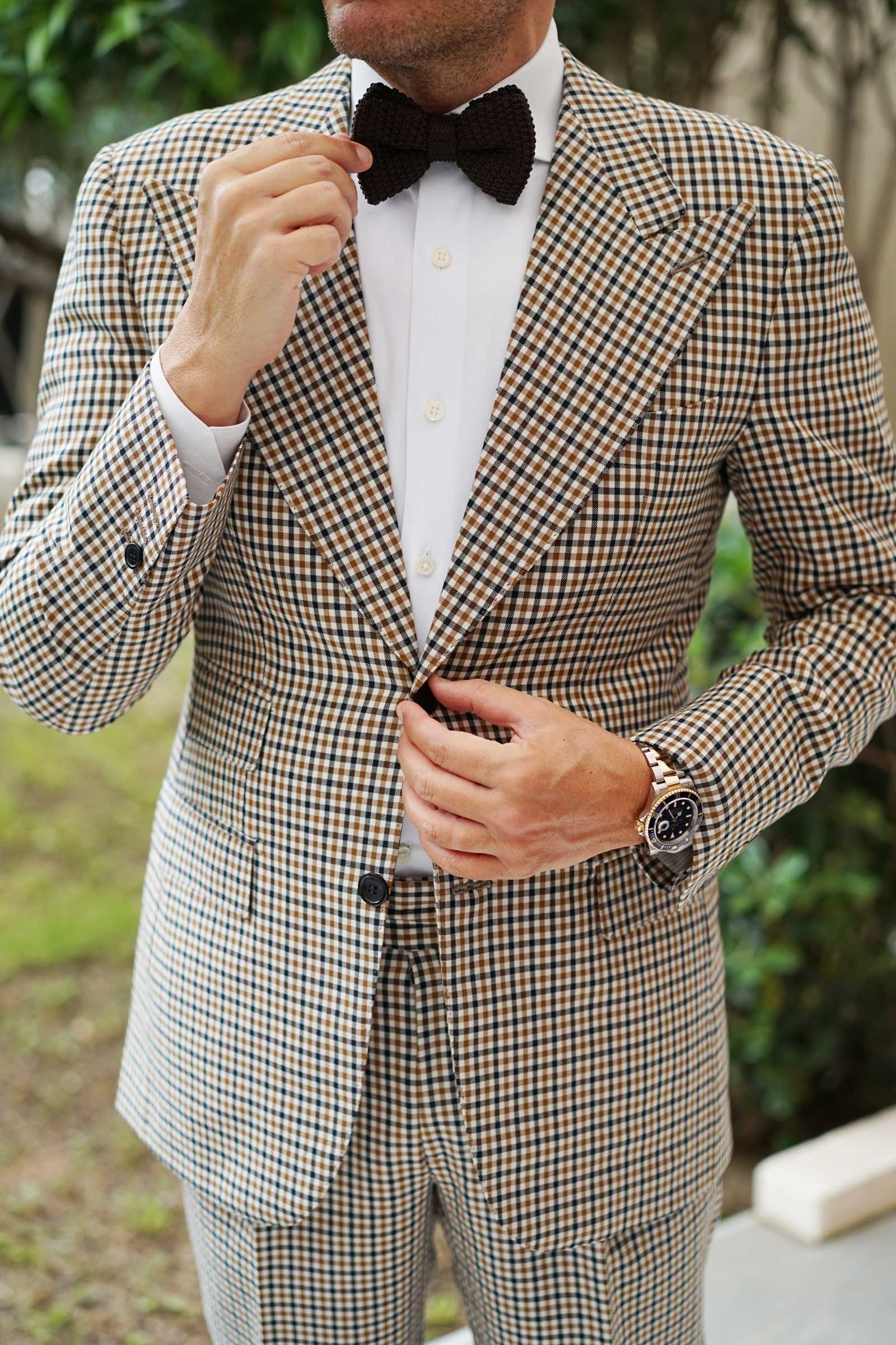 Brown Knitted Bow Tie