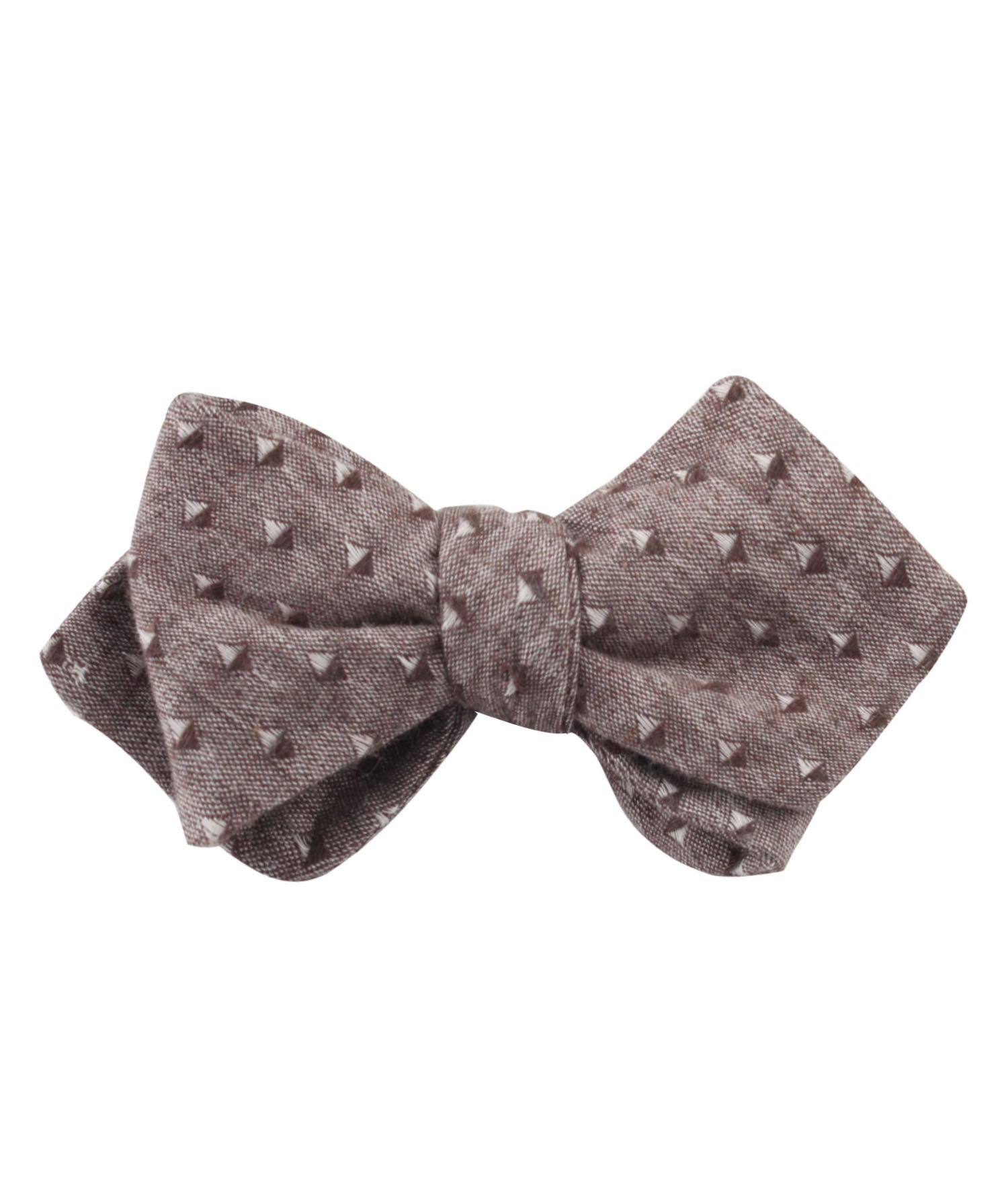 Inception Brown Linen Diamond Self Bow Tie