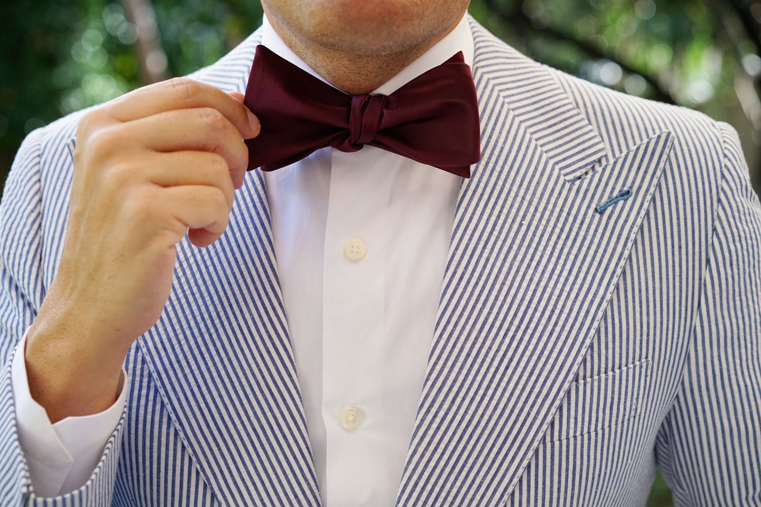 Dark Merlot Wine Satin Self Bow Tie