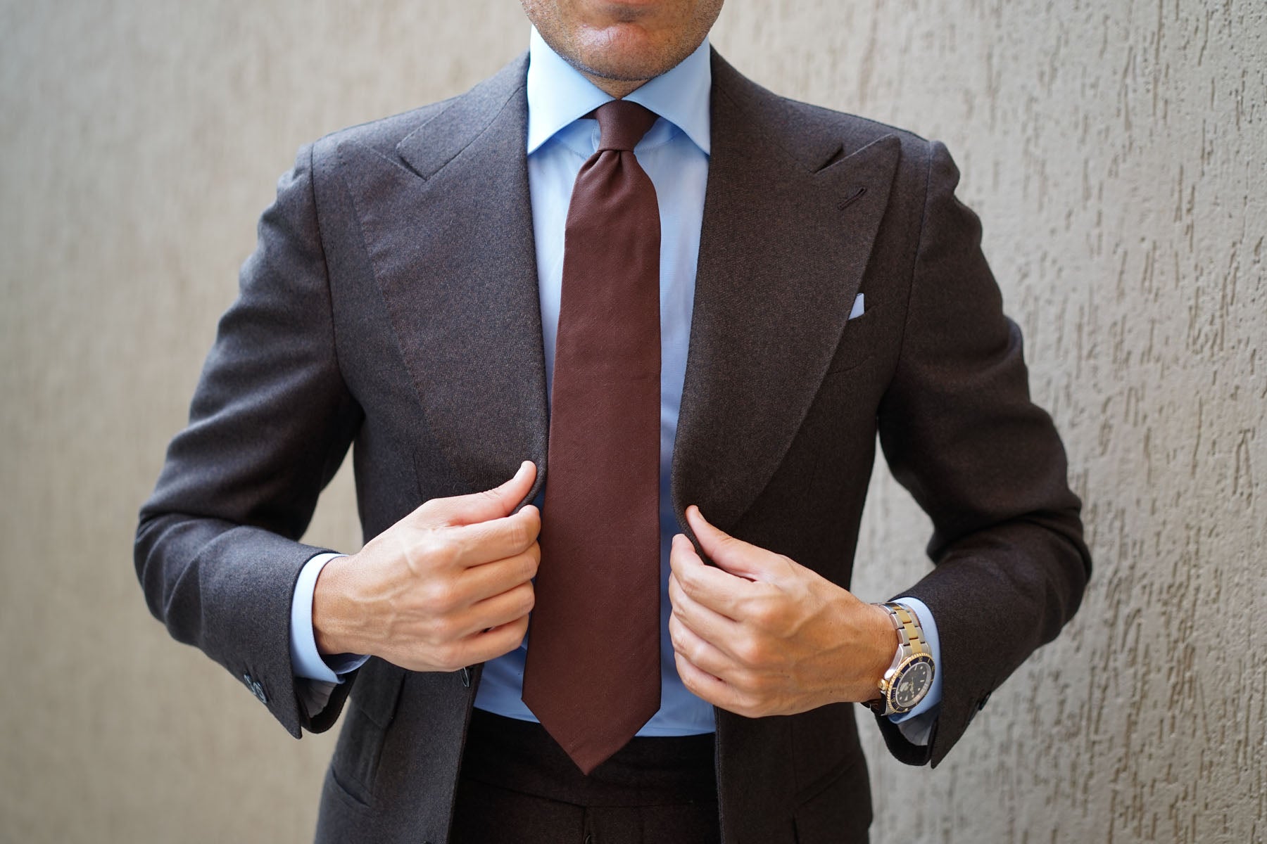 Walnut Brown Slub Linen Tie