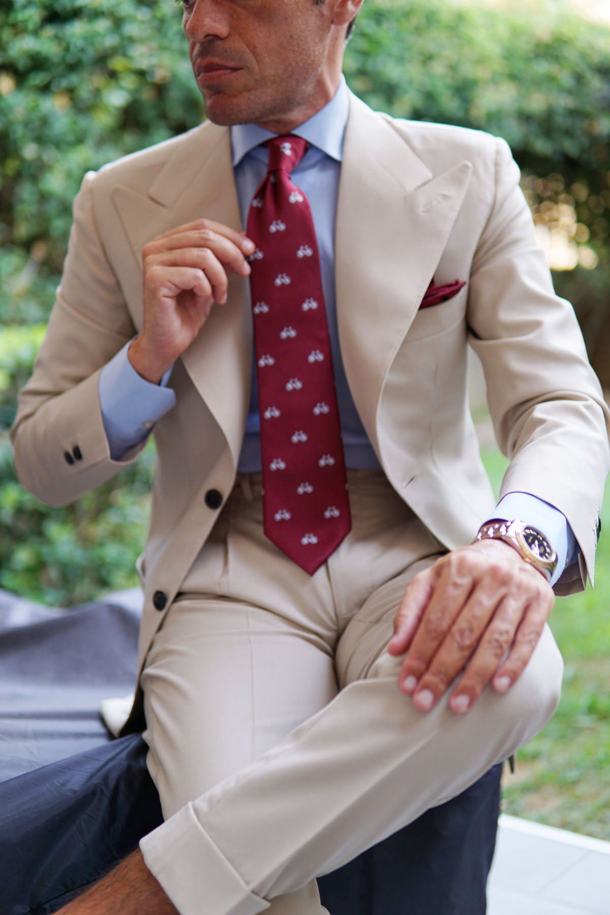 Burgundy French Bicycle Necktie