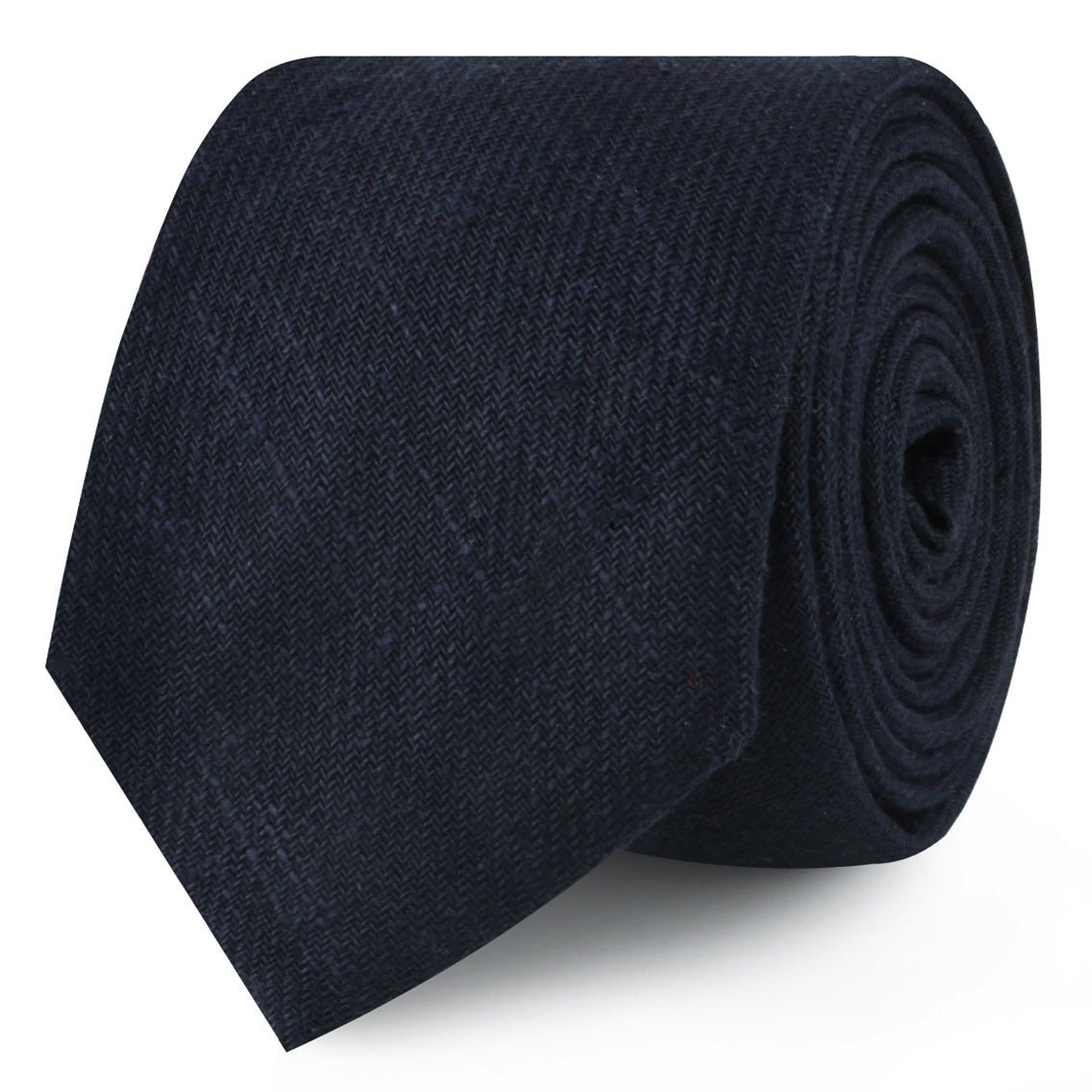 Marine Dark Navy Blue Twill Linen Skinny Tie