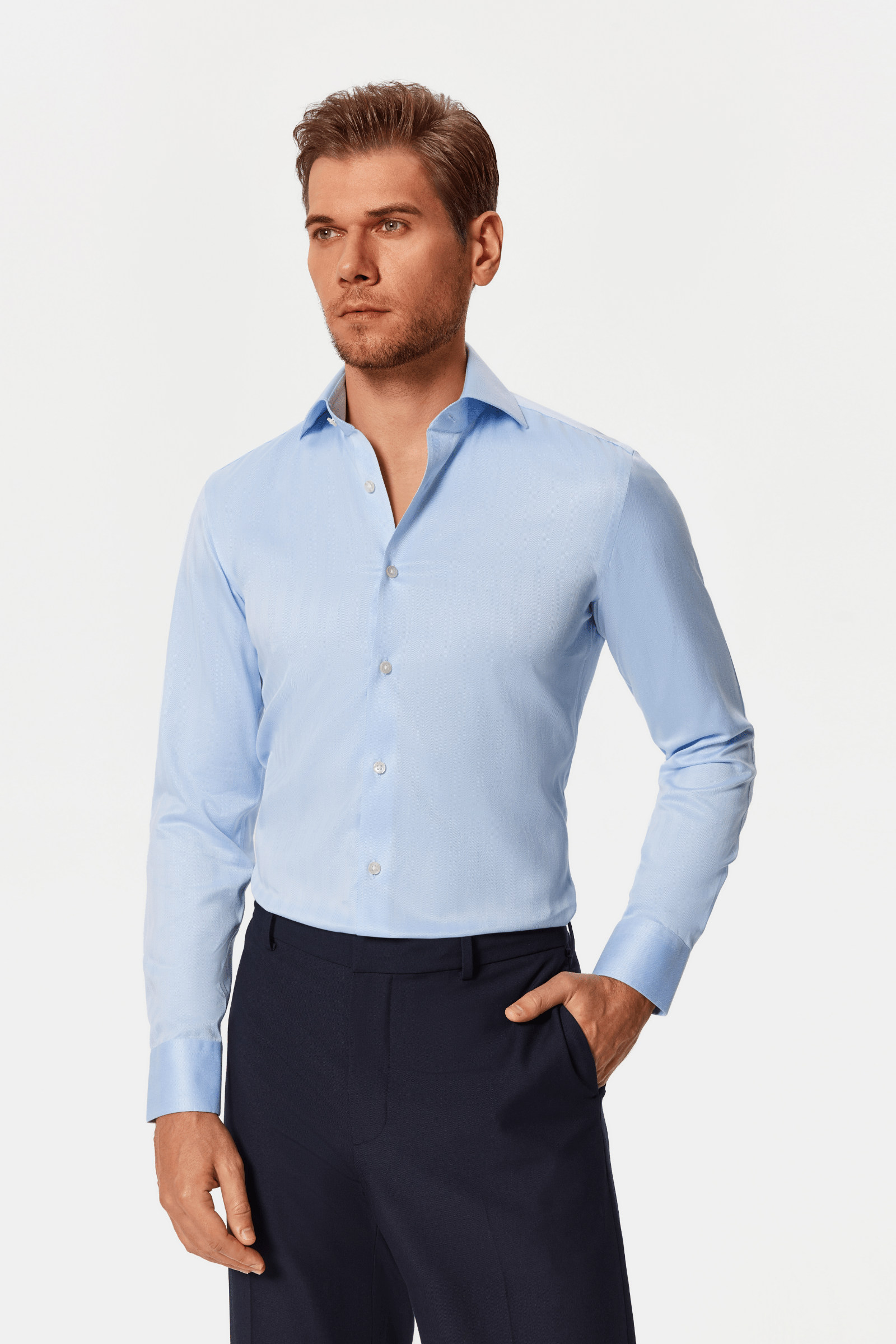 Lapaglia Blue Herringbone Lucious Non-Iron Shirt