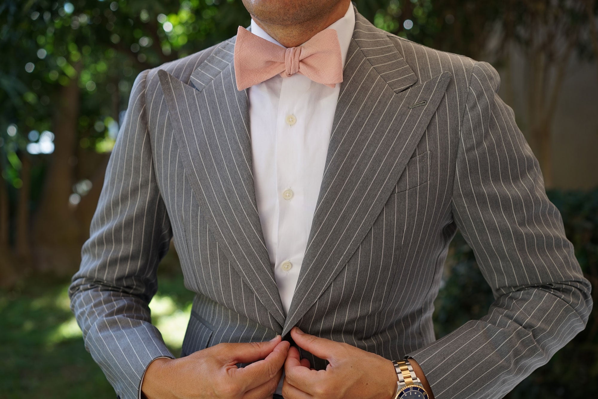 Dusty Rose Pink Self Bow Tie