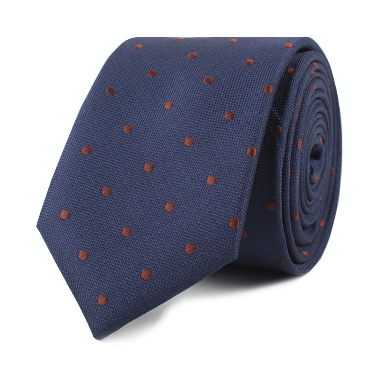 Navy Blue with Brown Polka Dots Skinny Tie