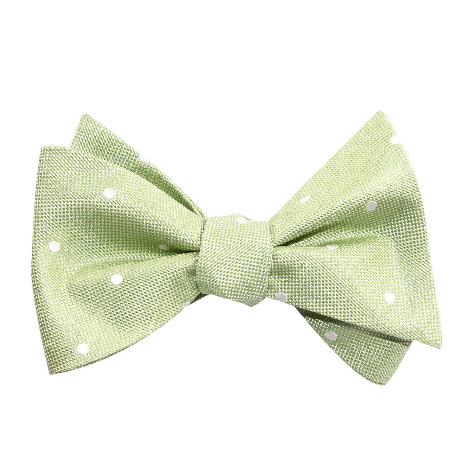 Light Mint Pistachio Green with White Polka Dots Self Tie Bow Tie