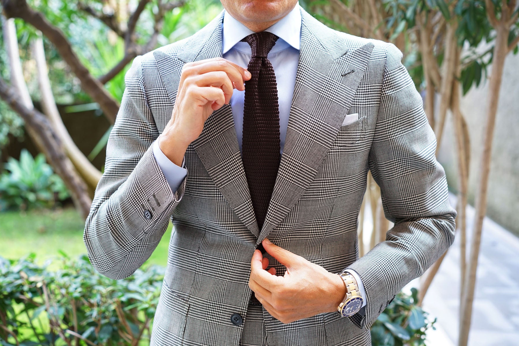 Brown Pointed Knitted Tie