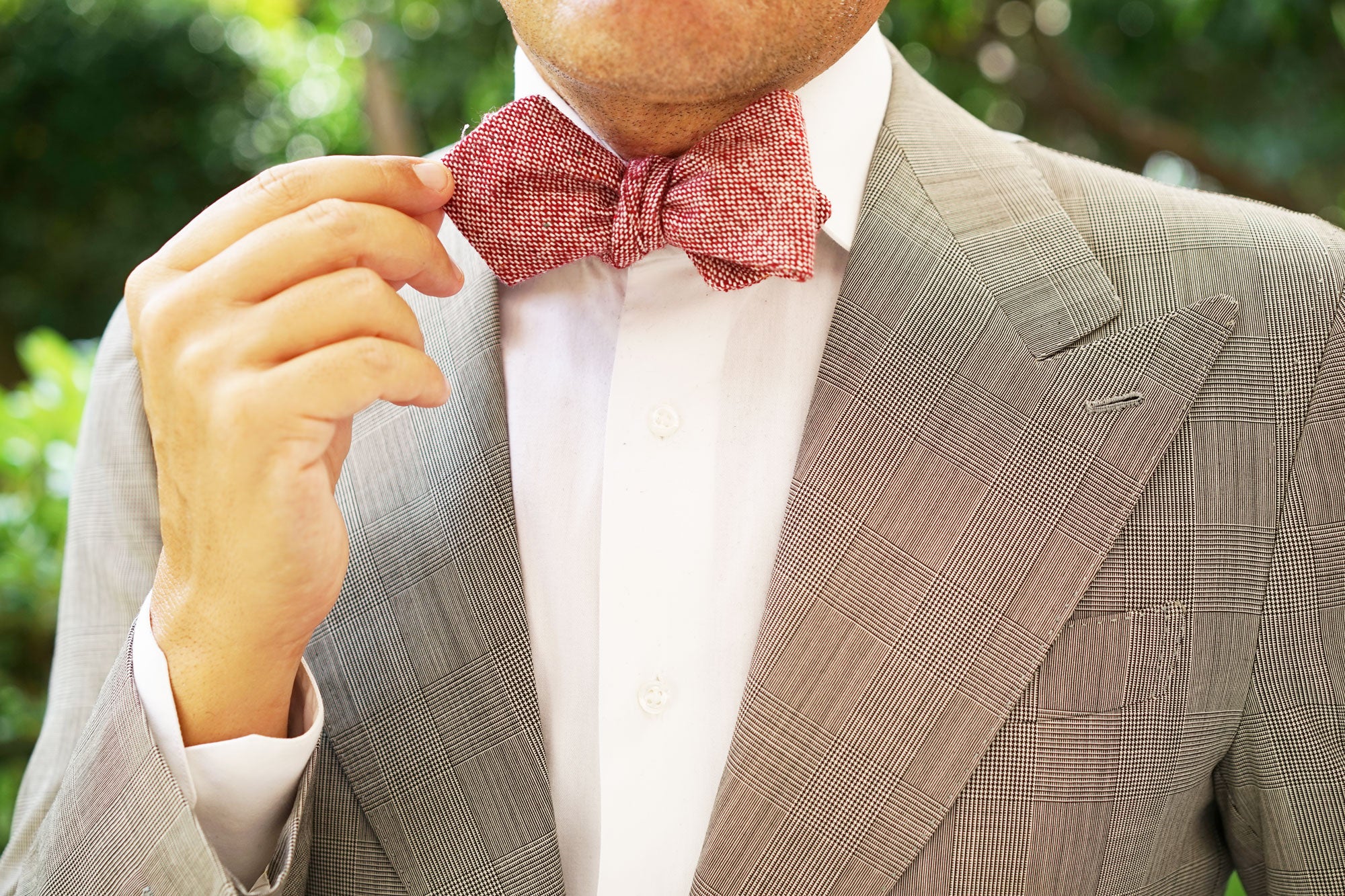 Burgundy Sharkskin Diamond Self Bow Tie