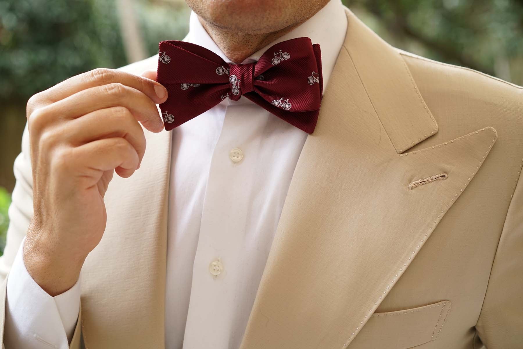 Burgundy French Bicycle Self Bow Tie