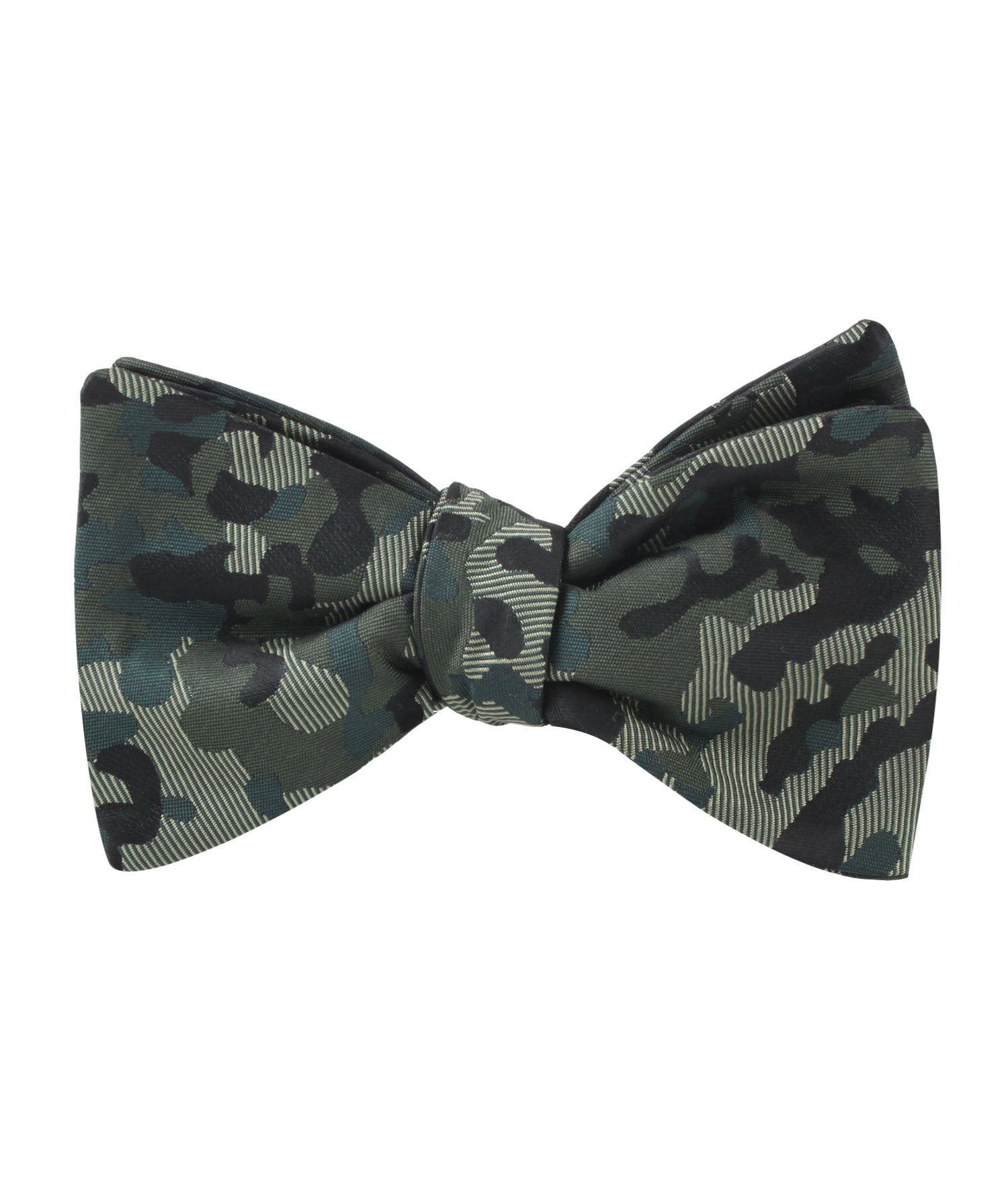 Camouflage Army Green Self Bow Tie