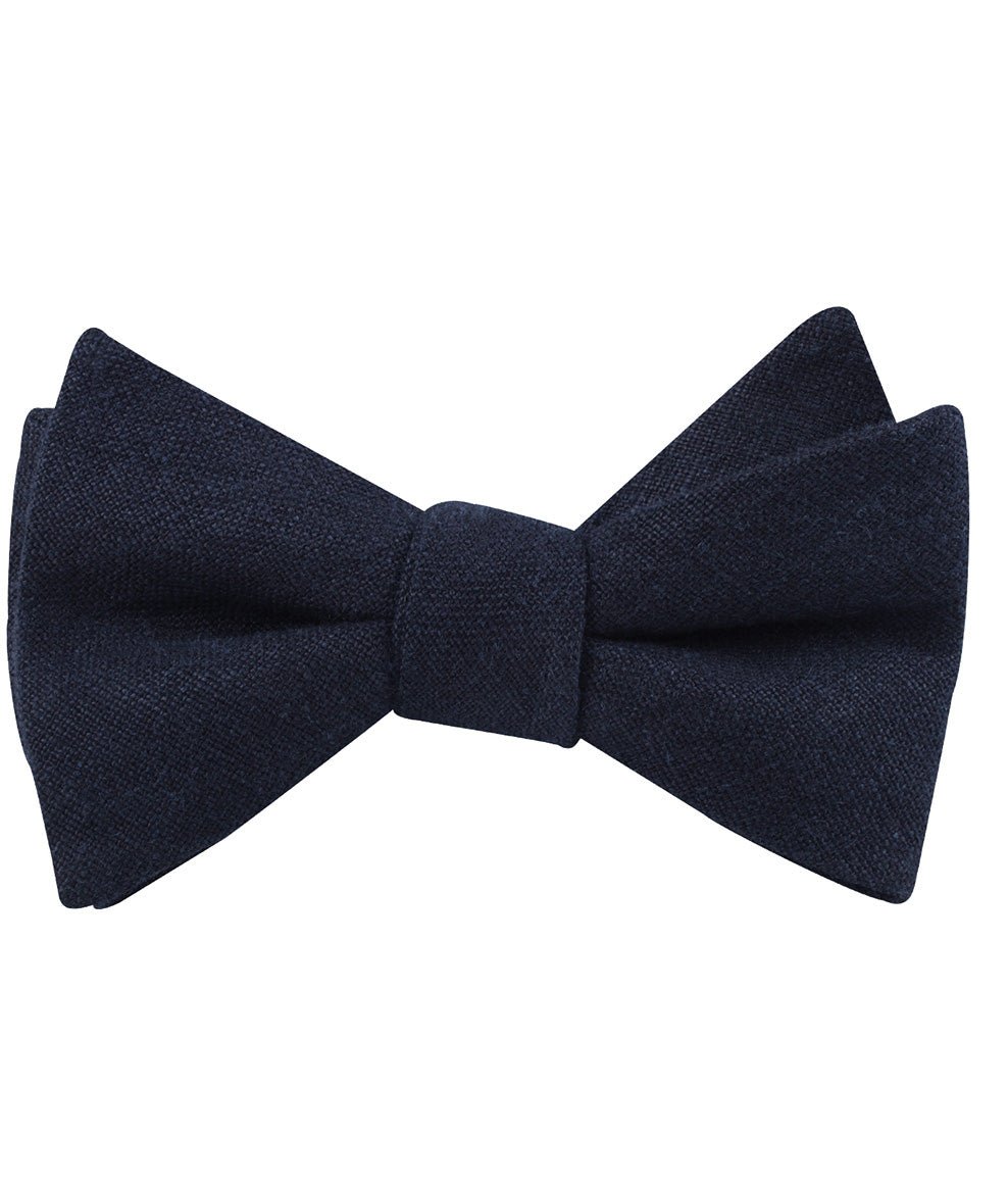 Dark Midnight Blue Linen Self Bow Tie