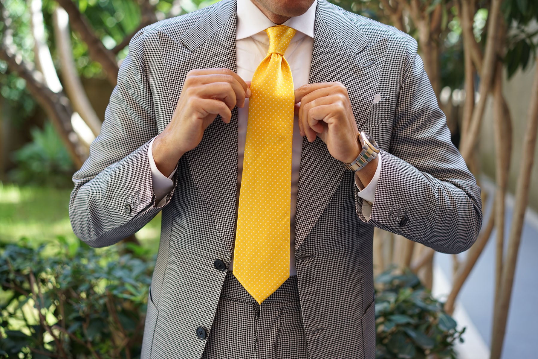 Yellow Mini Polka Dots Necktie