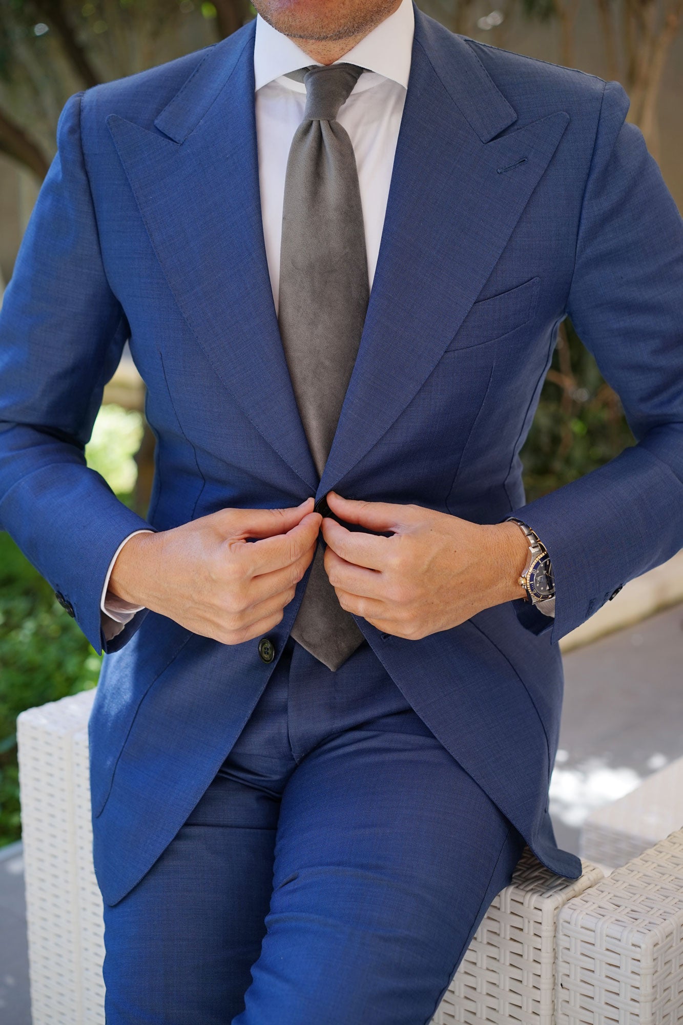 Grey Velvet Necktie