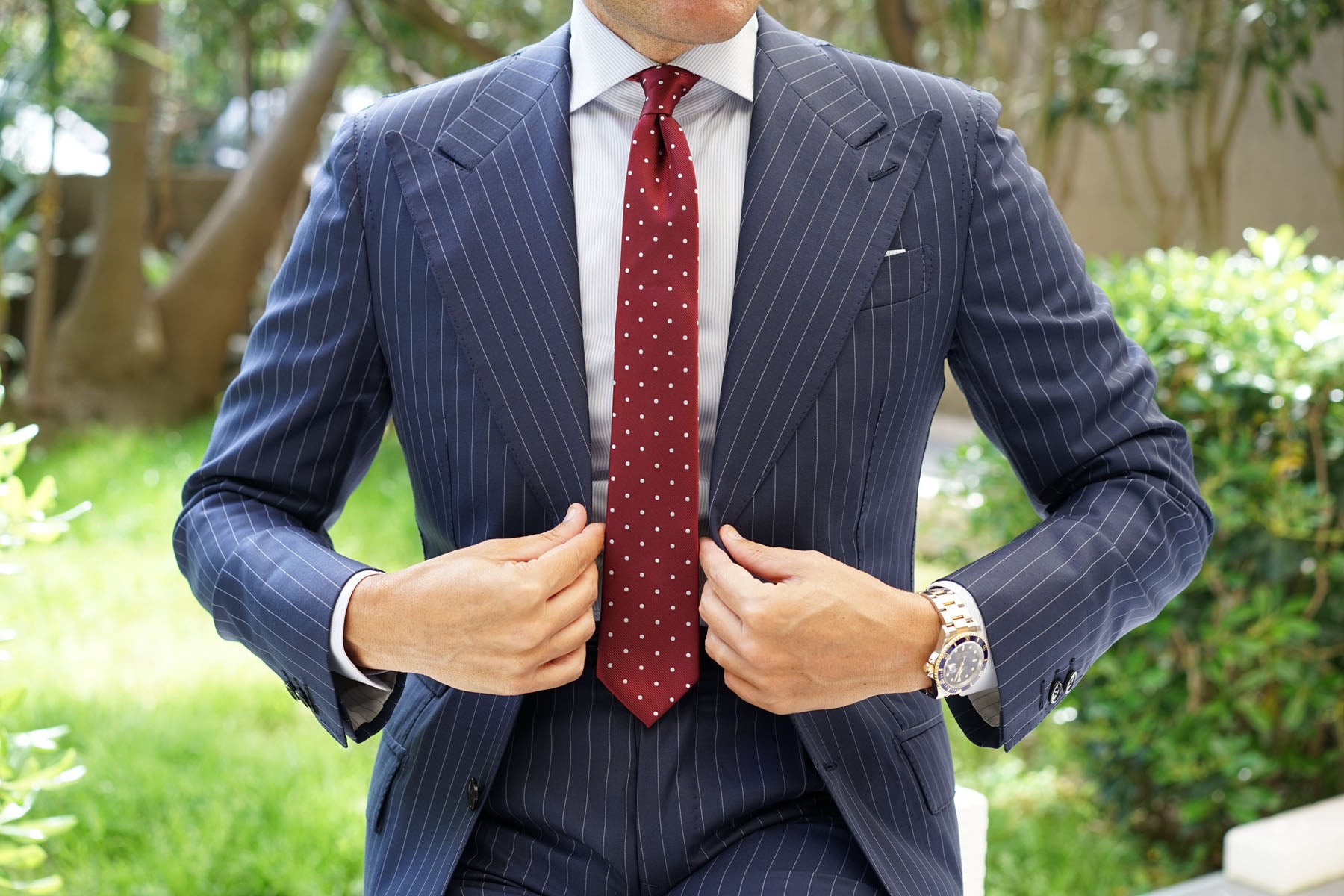 Burgundy Polka Dots Skinny Tie