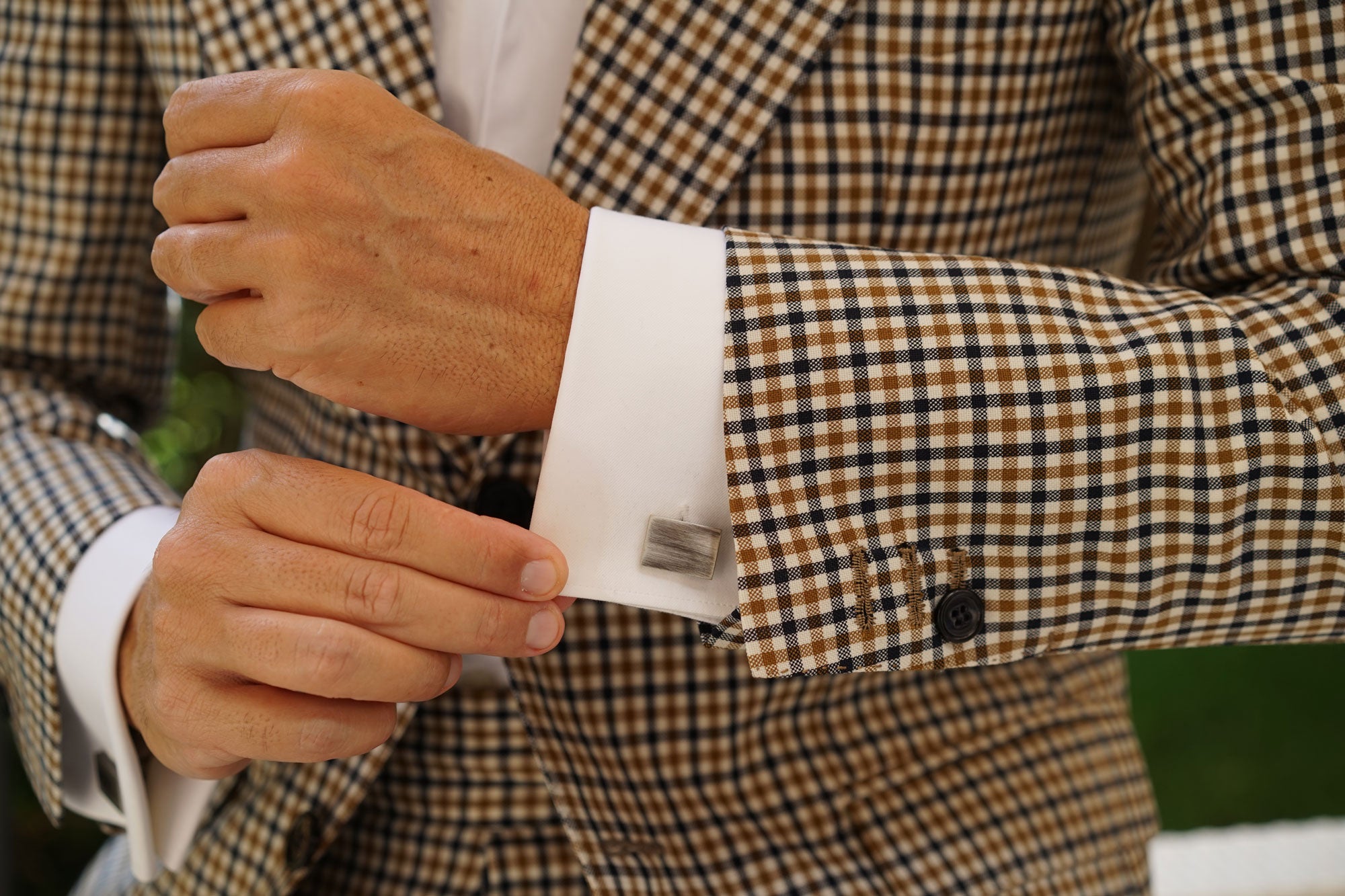 Classic Antique Silver Rectangle Cufflinks