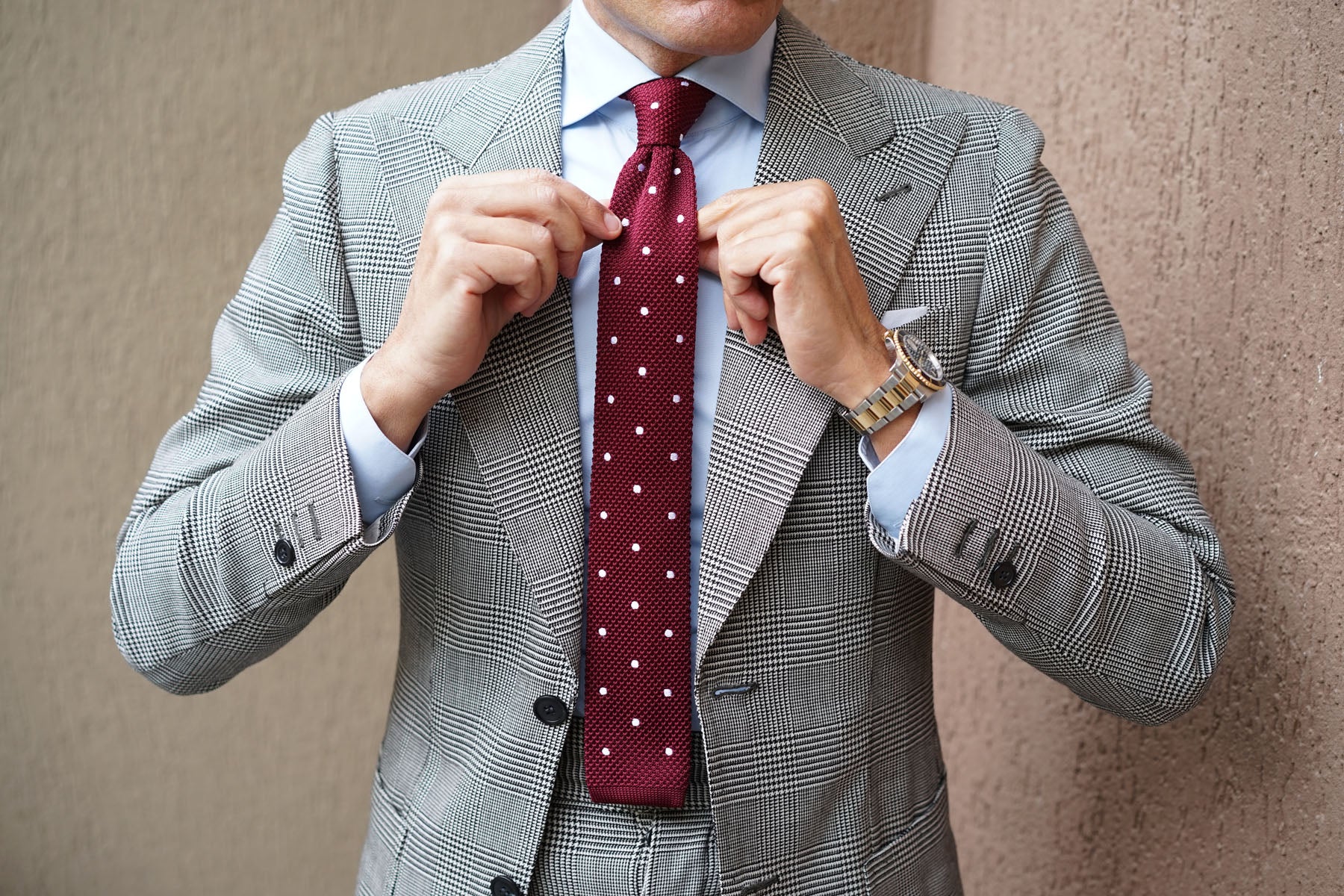 Pesci Mahogany Polkadot Knitted Tie