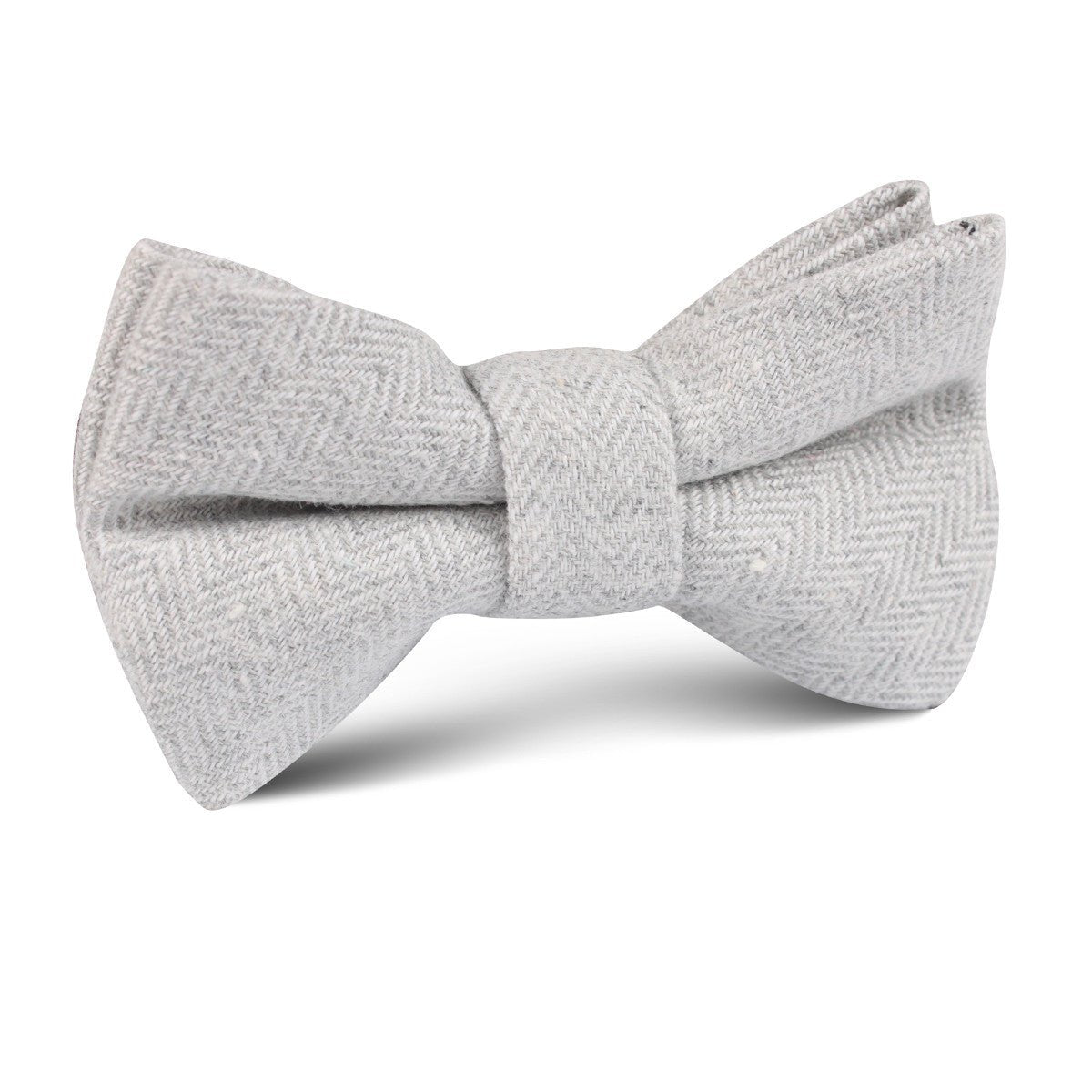 Light Grey Herringbone Linen Kids Bow Tie