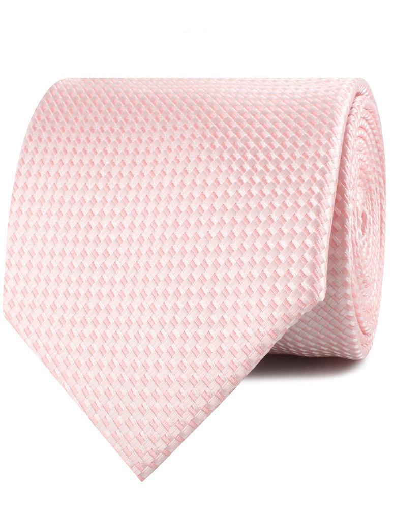 Pink Basket Weave Checkered Necktie