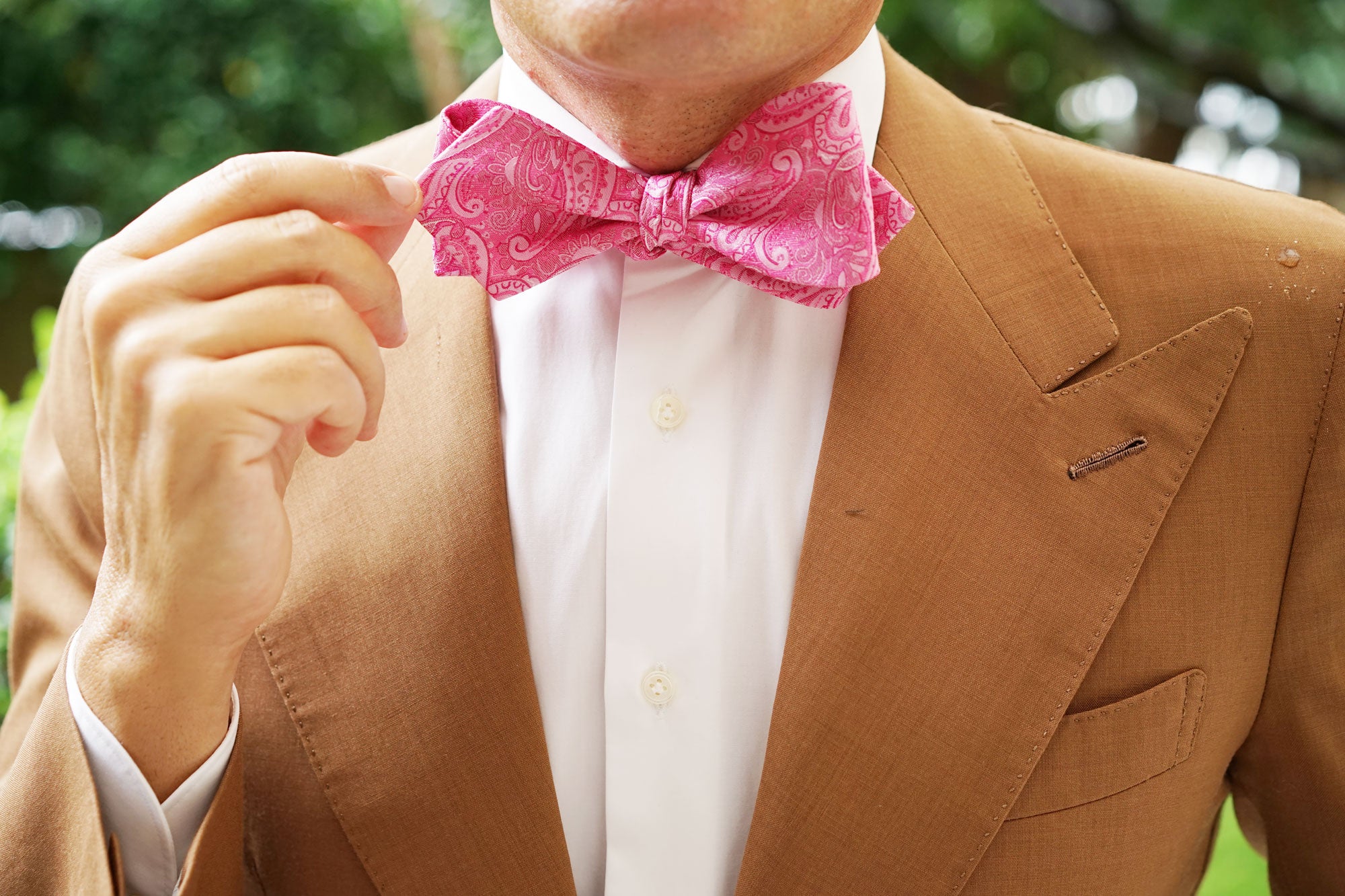 Paisley Pink Self Tie Diamond Tip Bow Tie