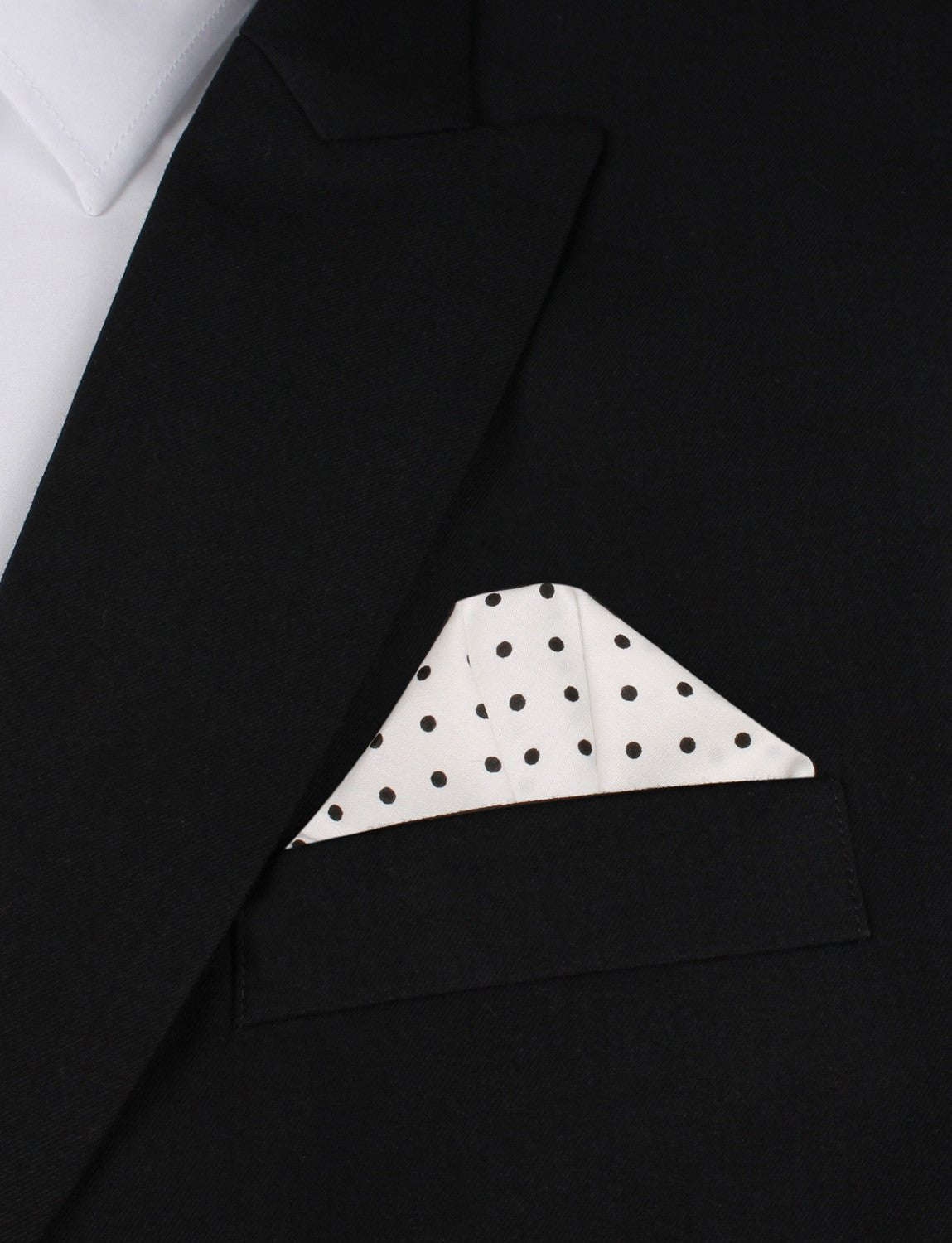 White Cotton with Black Mini Polka Dots Pocket Square