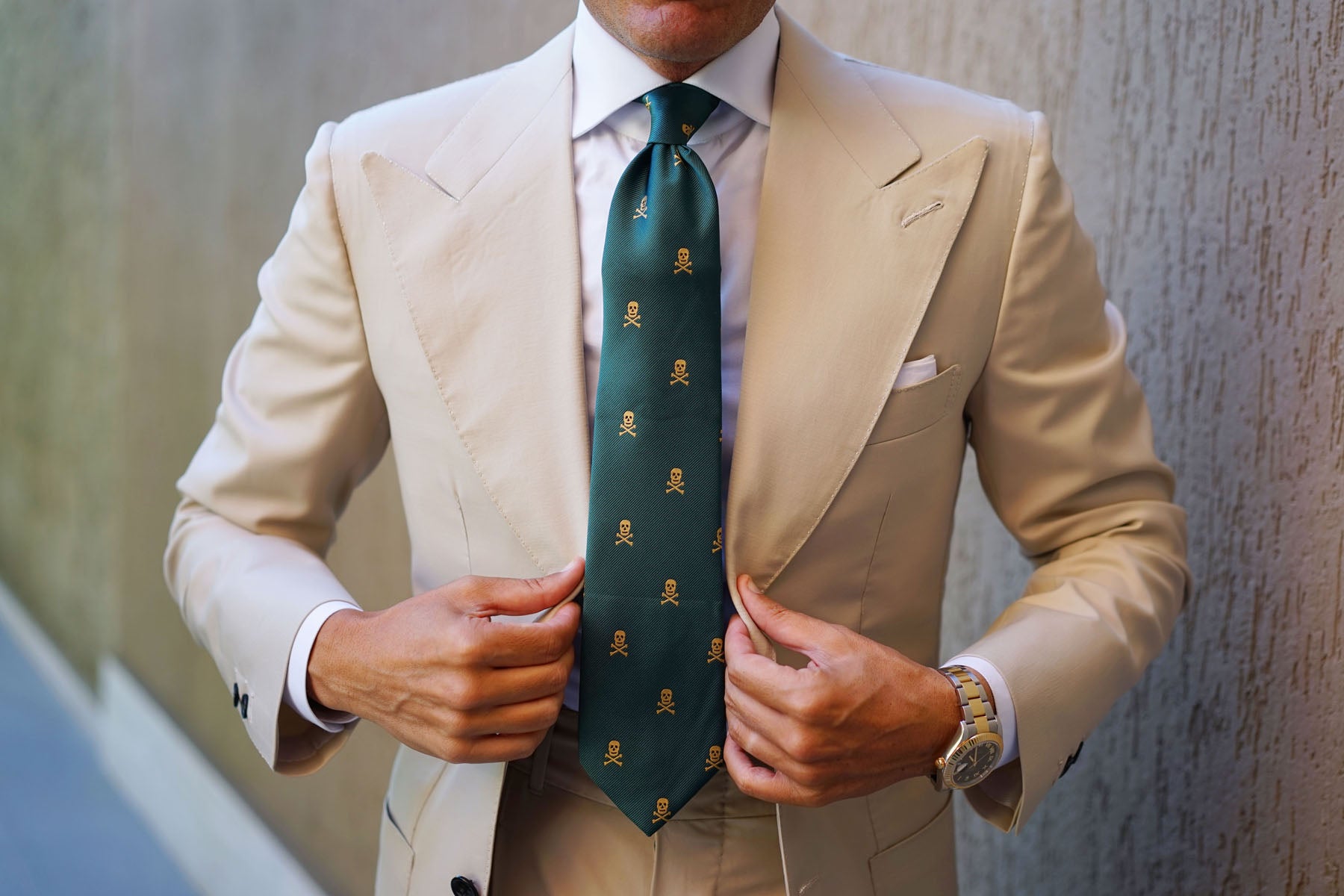 Skull & Crossbones Green Tie