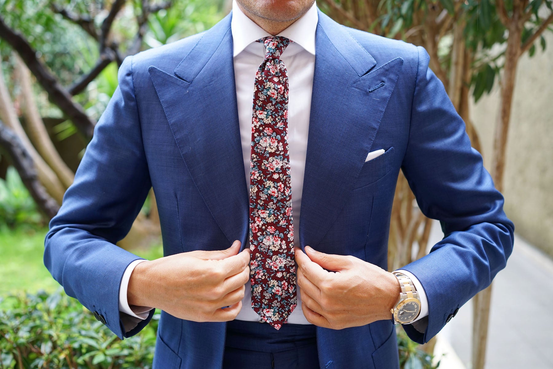 London Brown Floral Skinny Tie