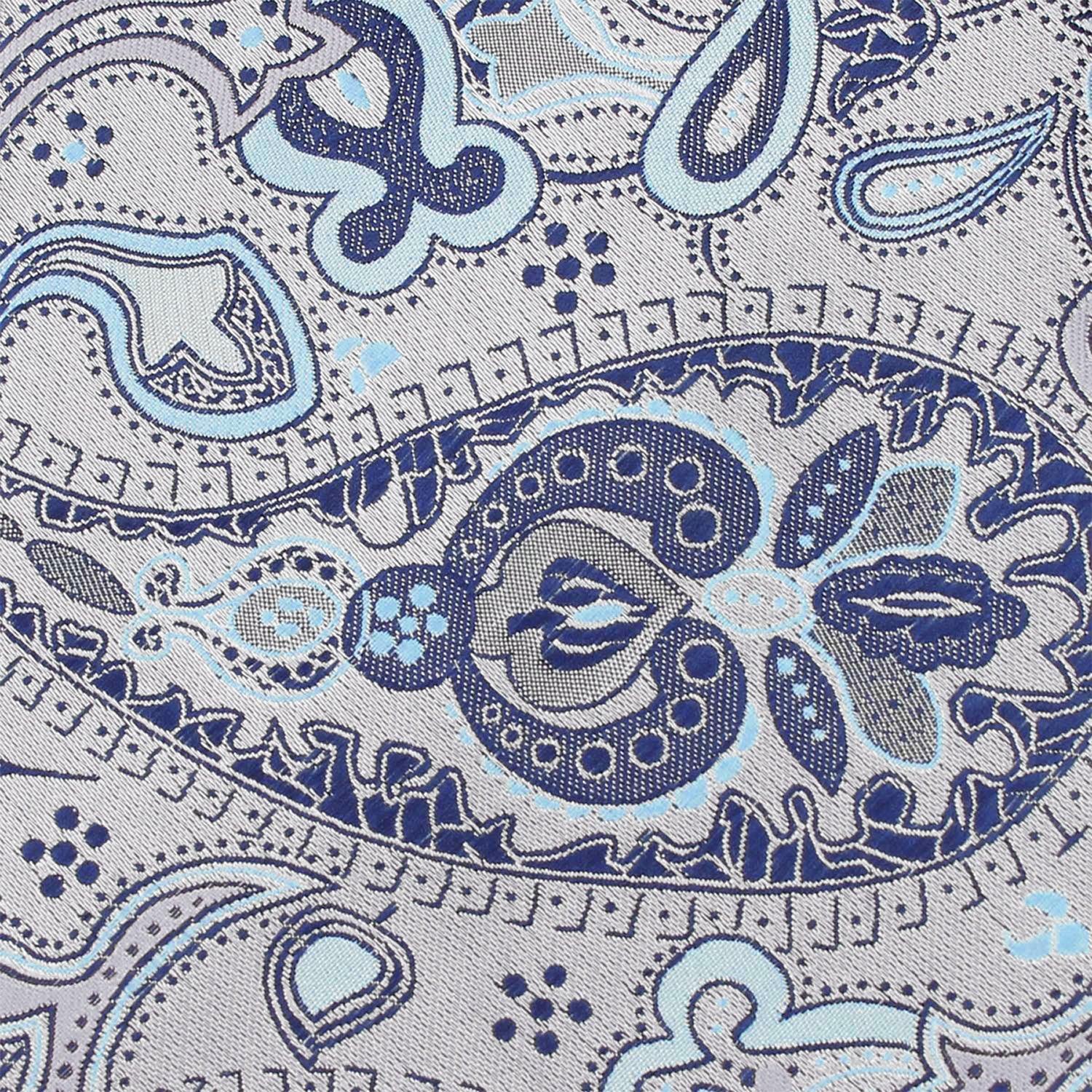 Paisley Silver Bow Tie with Light Blue