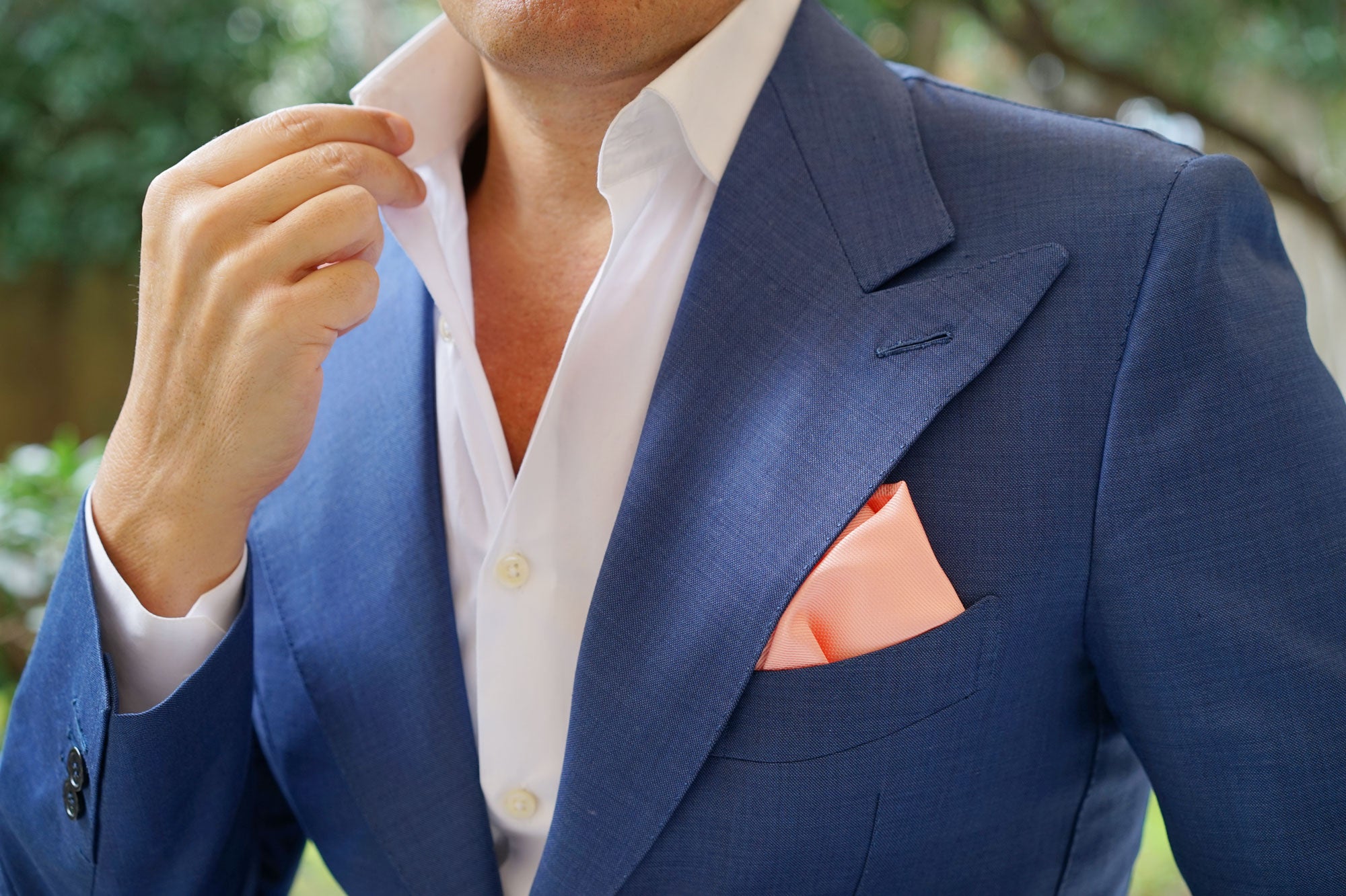 Bellini Peach Weave Pocket Square