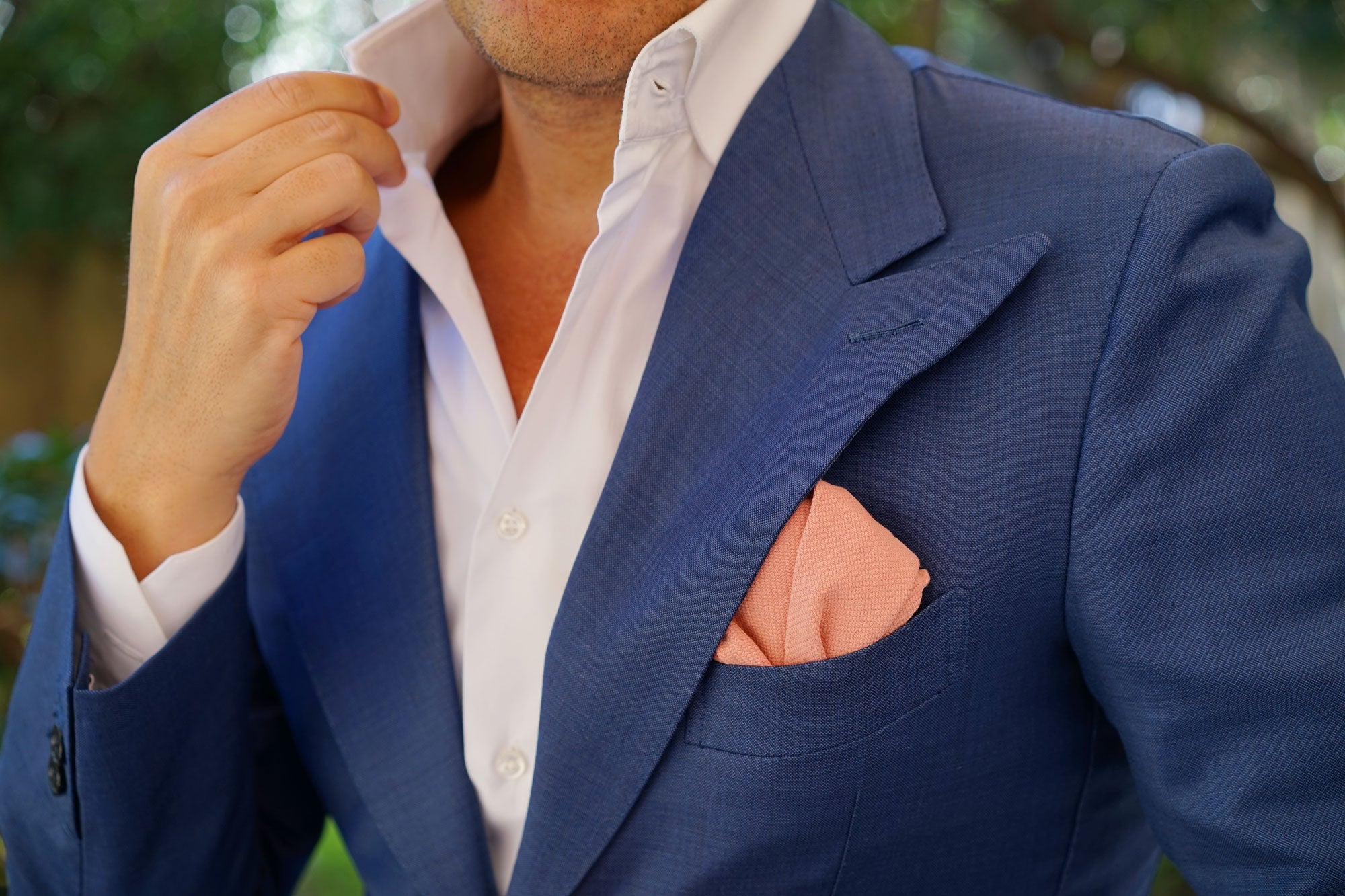 Sunset Peach Linen Twill Pocket Square