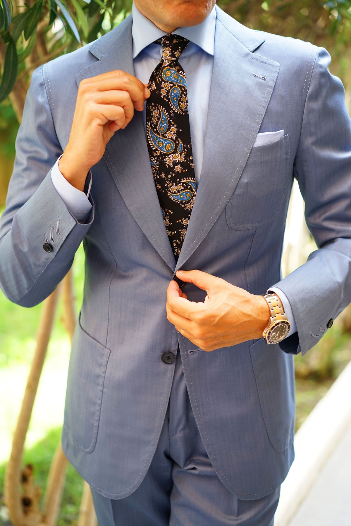 Venetian Lagoon Blue Paisley Tie