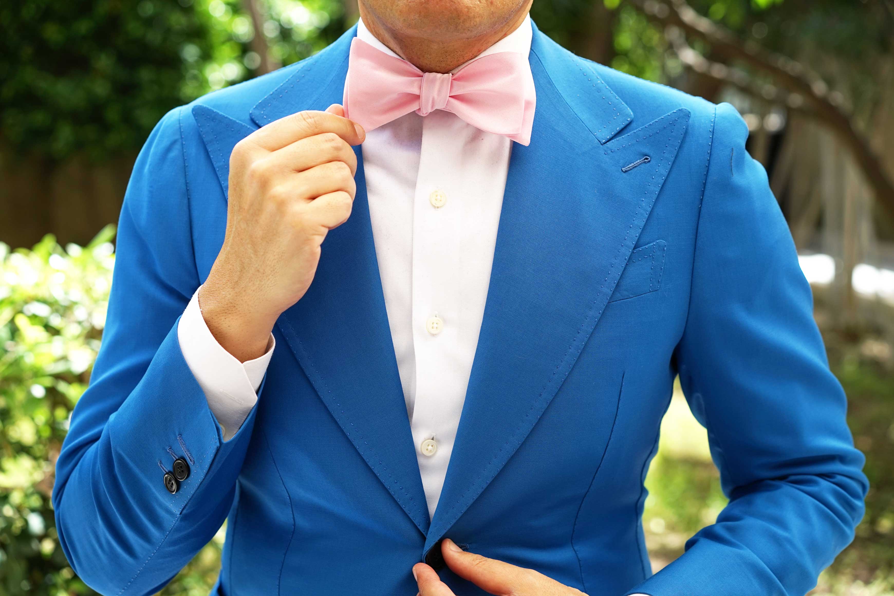 Tickled Pink Satin Self Bow Tie