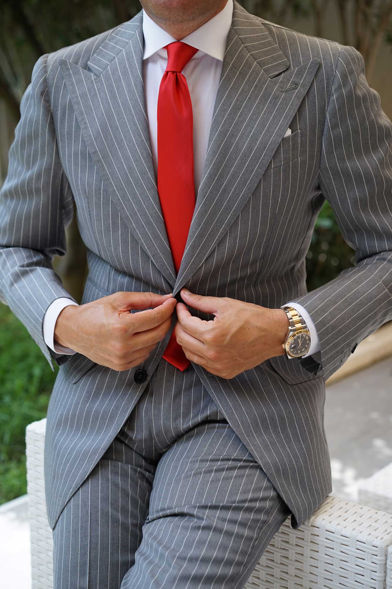 Red Cherry Satin Skinny Tie