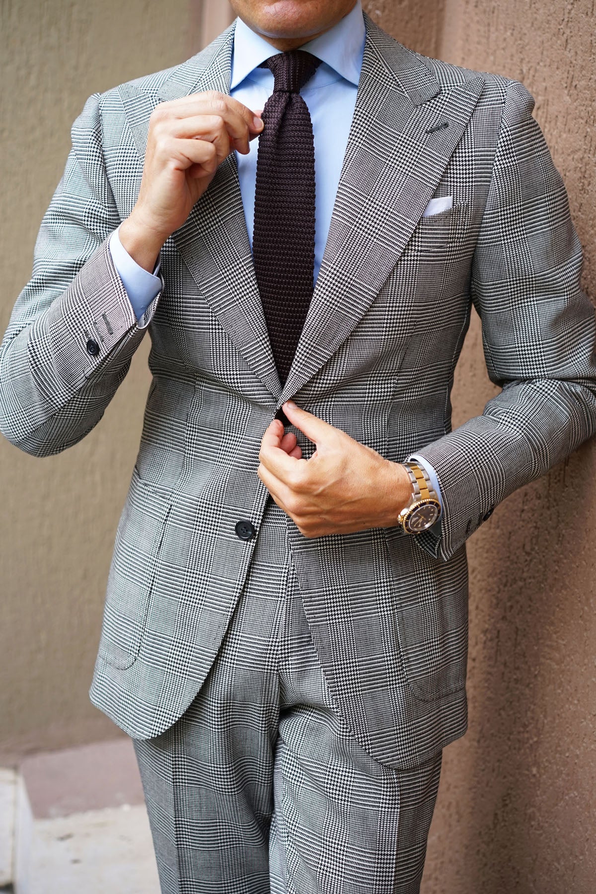 Brown Pointed Knitted Tie