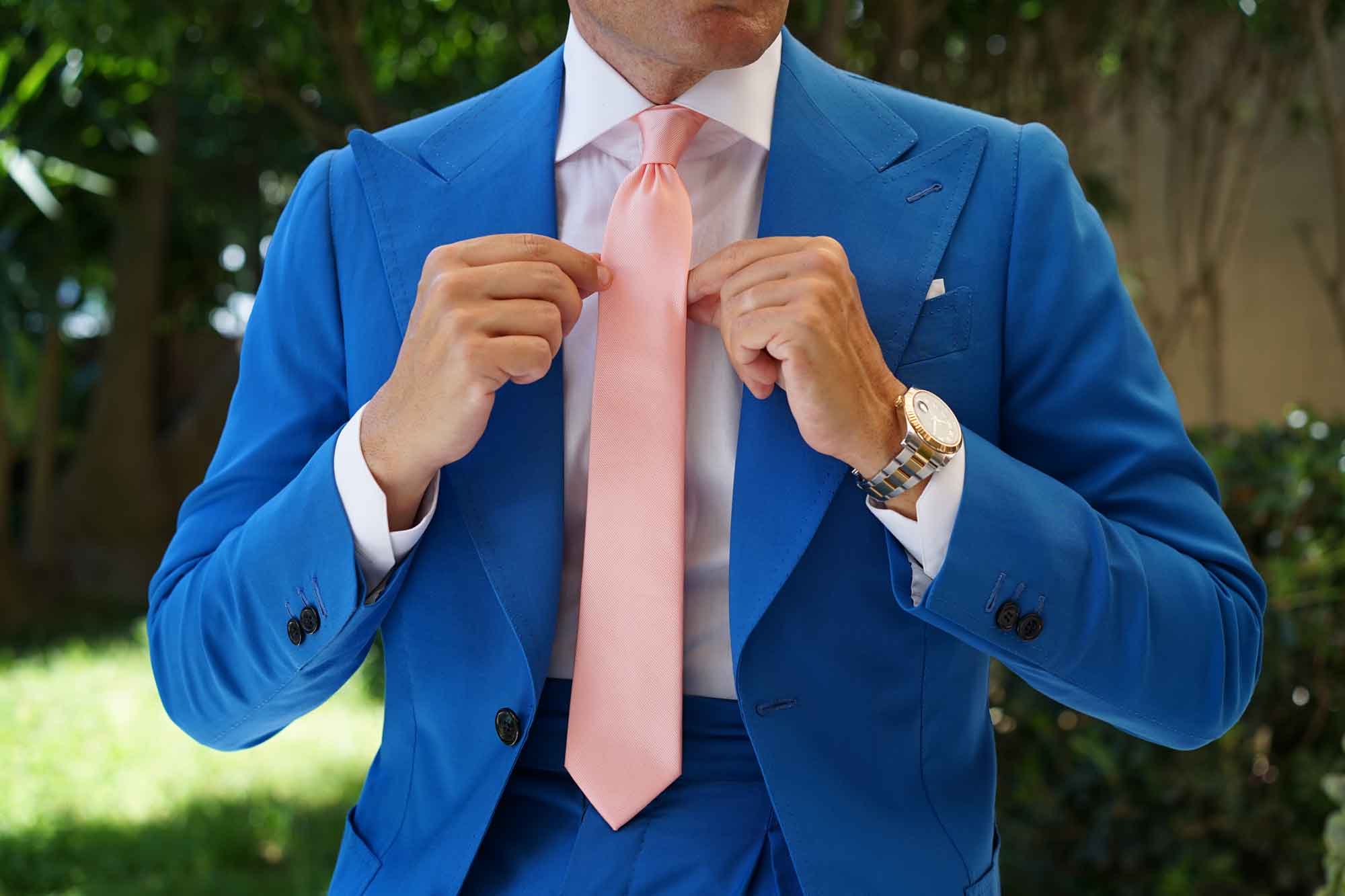 Bellini Peach Weave Skinny Tie