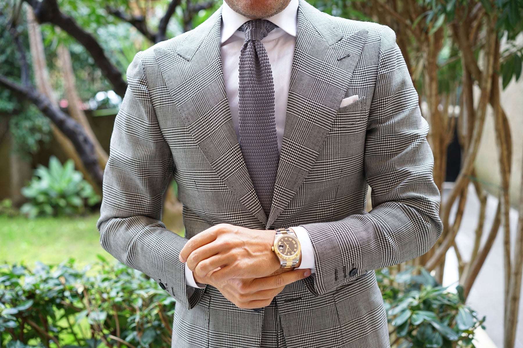 Light Grey Pointed Knitted Tie