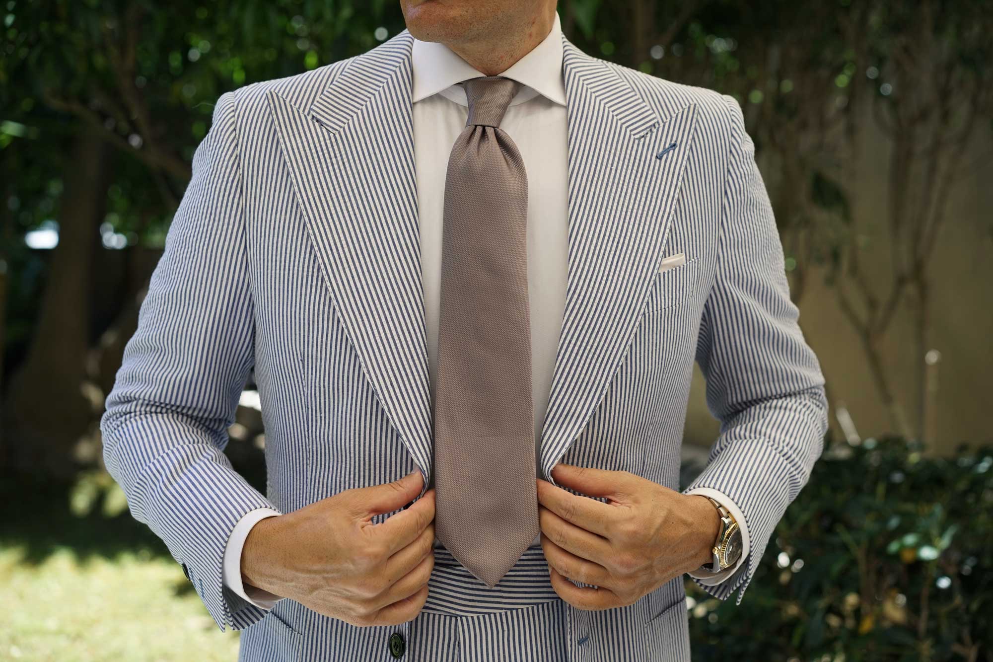 Portobello Beige Weave Necktie